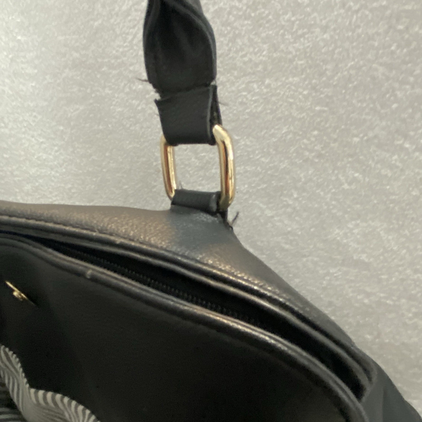 Black Faux Leather Purse Mathew And Julian Good Old Friends Liner Black Stripe