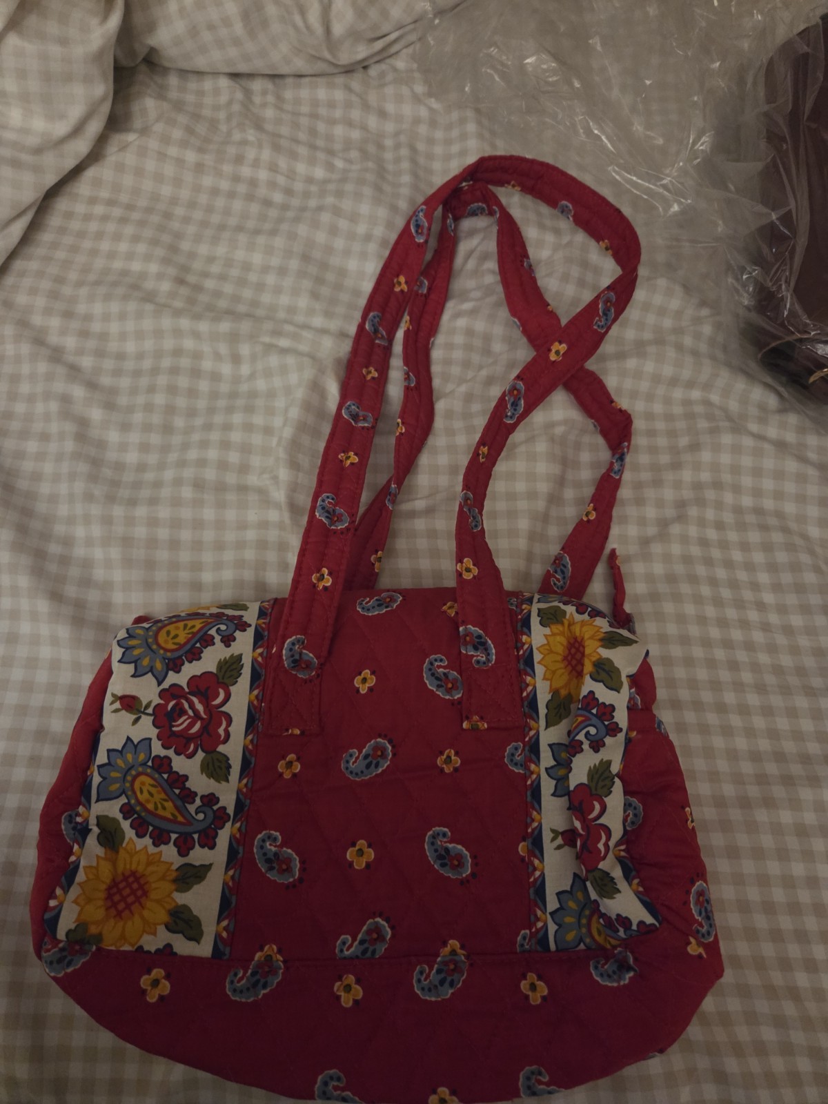 Red Paisley Quilted Purse 7 1/2″H X 10 1/4″L X 5″W