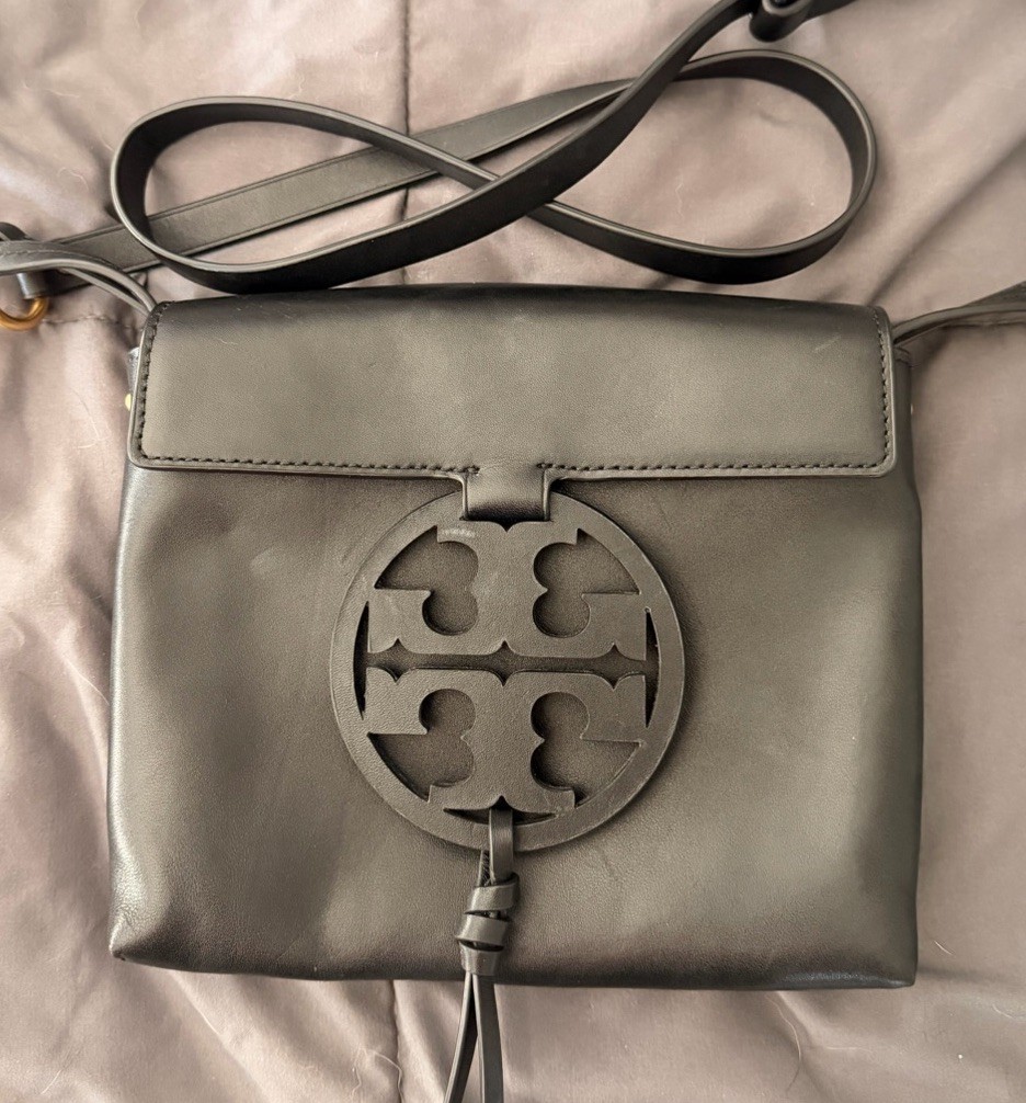 NWT Tory Burch Miller Logo Leather Flap Crossbody Bag 50769 BLACK AUTHENTIC