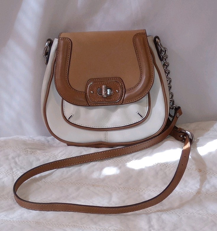 Aigner Crossbody Leather Bag in White and Brown