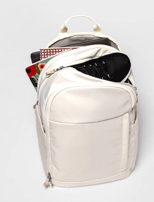 All In Motion Travel 17.5 inch Backpack for Work School Laptop. Cream NWT
