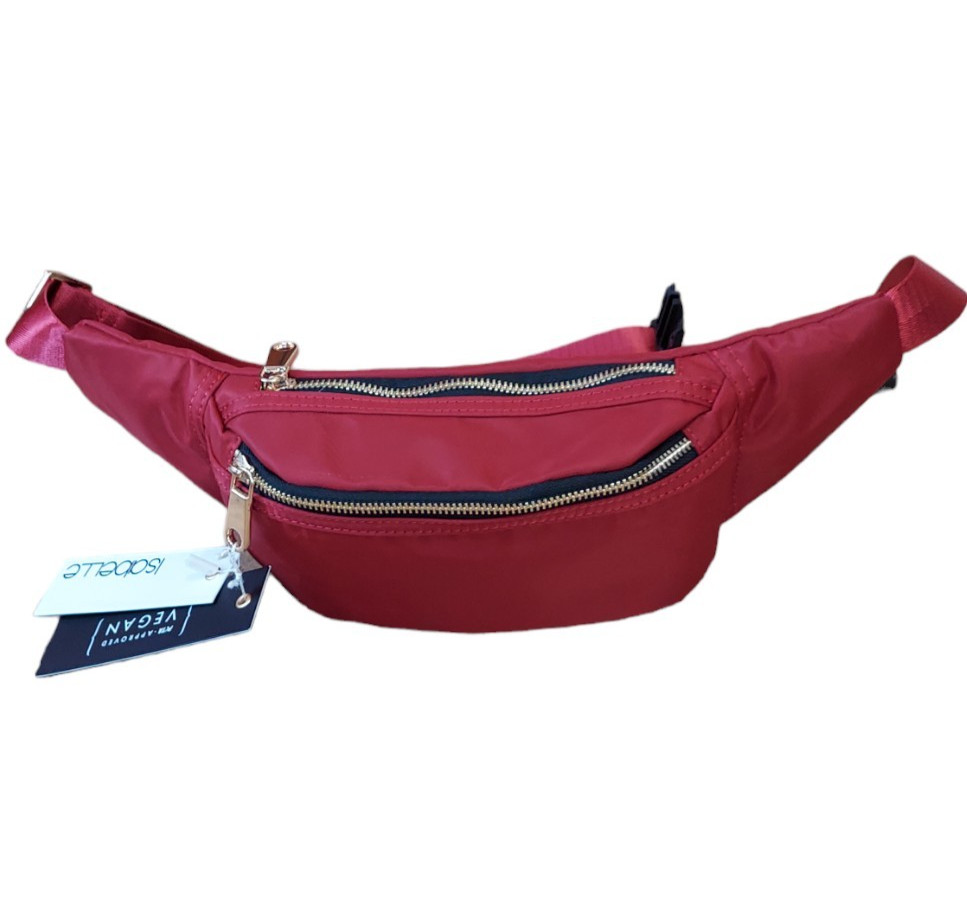 Isabelle Women’s Red Belt Bag Nylon Crossbody Sling Fanny Pack NWT PETA Vegan