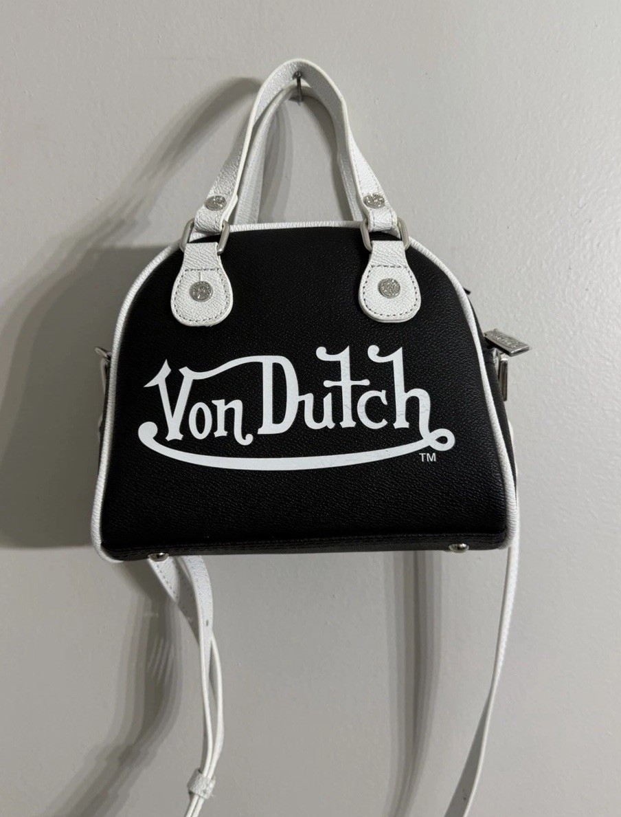 Von Dutch Classic 51 Mini Bowling Bag Black White Crossbody Purse Handbag