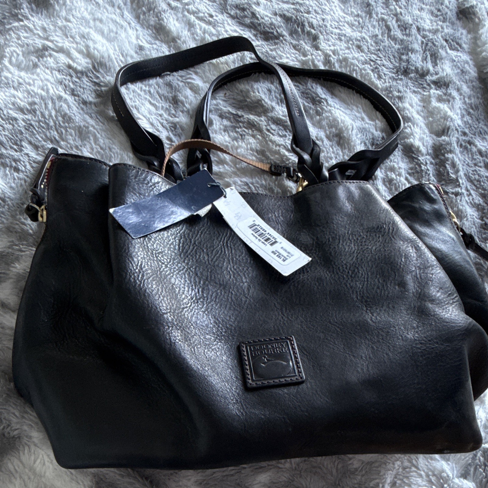 Dooney & Bourke Black Pebbled Shoulder Bag Large Gold Hardware Detachable Strap