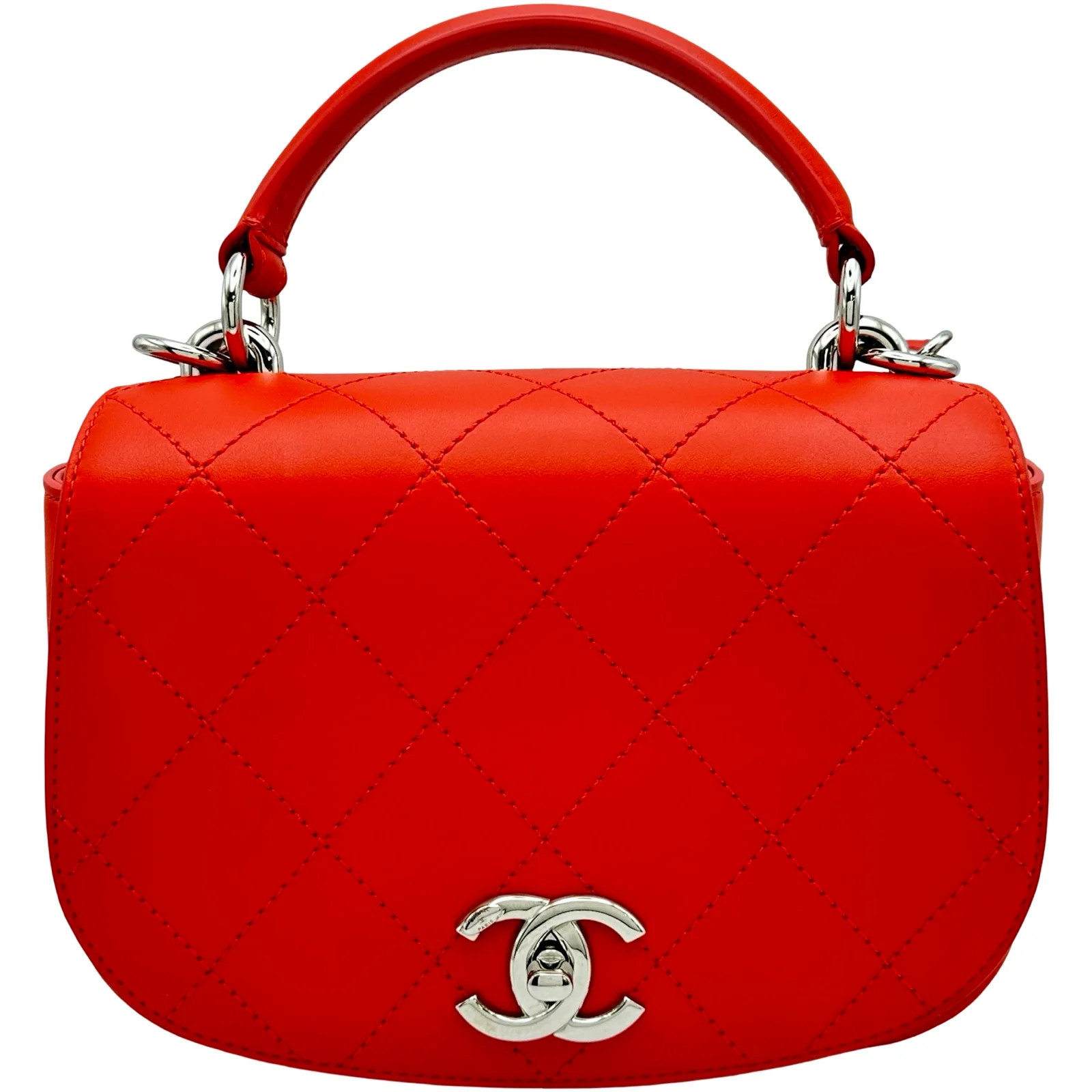 CHANEL Classic Flap Red Calfskin Shoulder Bag #OKB1763
