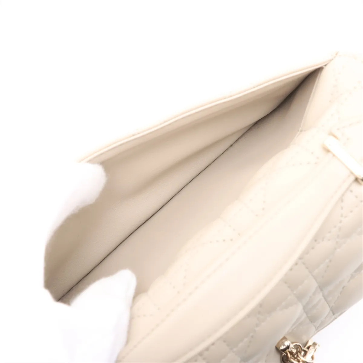 Christian Dior Cannage Miss Dior Leather 2 Way Handbag Beige