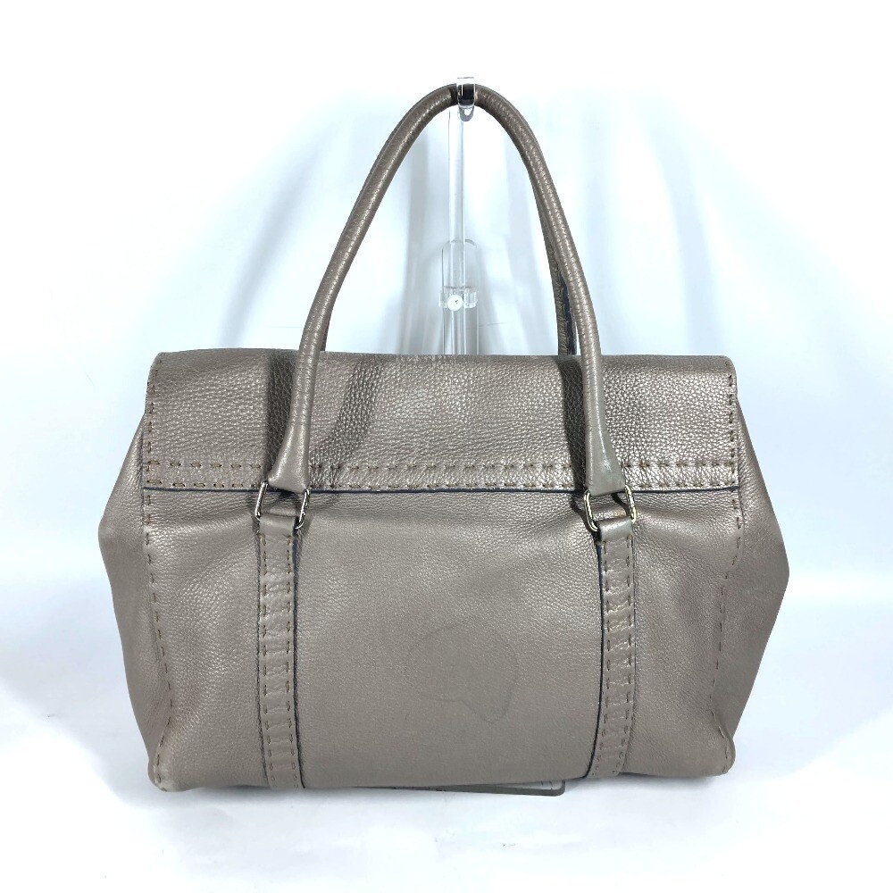 FENDI Selleria Linda Shoulder Bag Tote Bag Flap Shoulder Bag Leather Gray Based