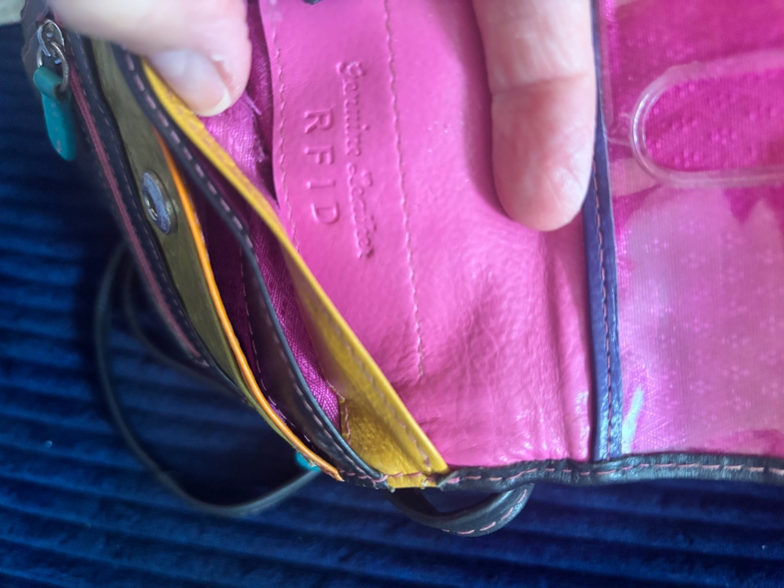 Genuine Leather Color Block Crossbody Wallet with RFID Protection