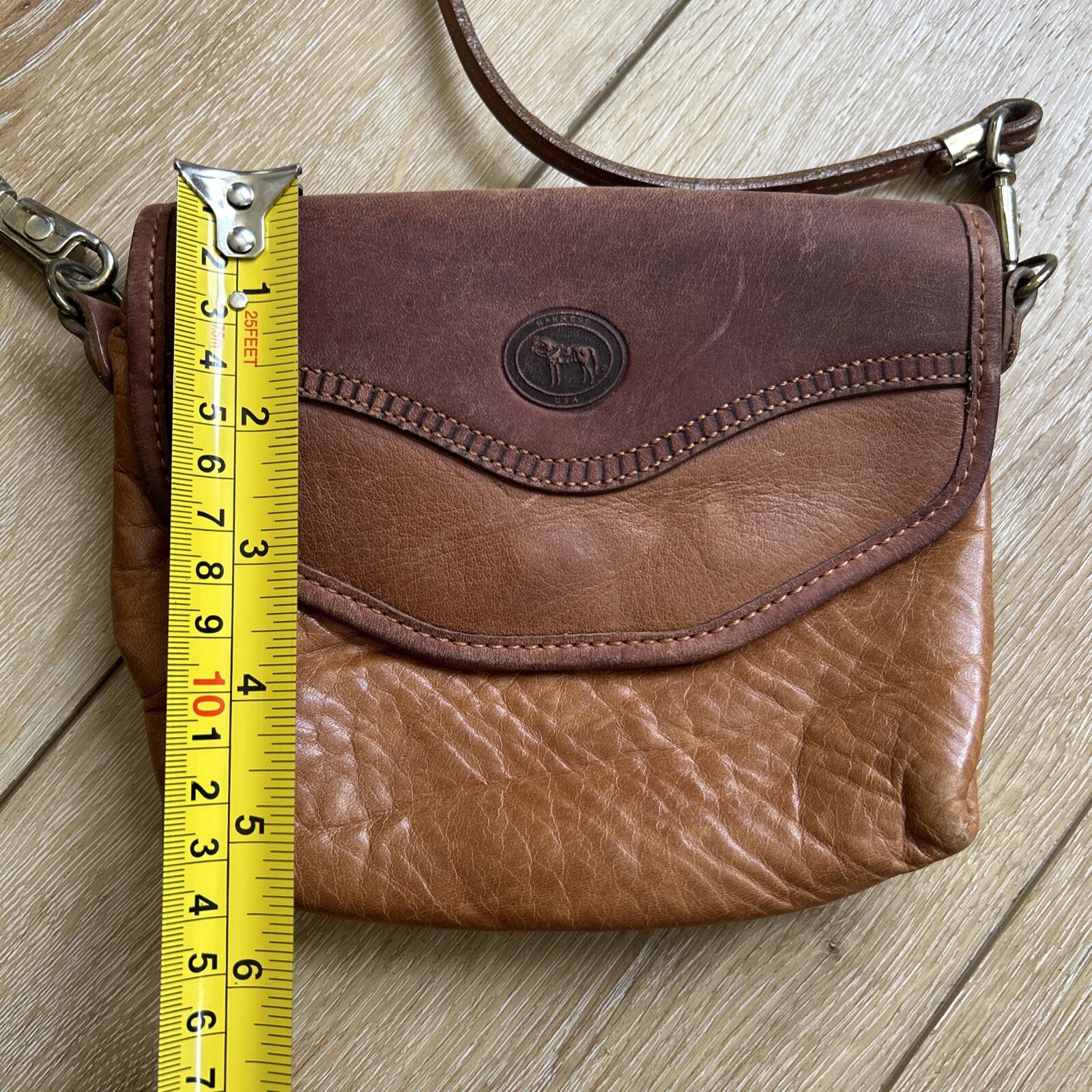 Vintage Harness USA Small Leather Crossbody Purse Bag
