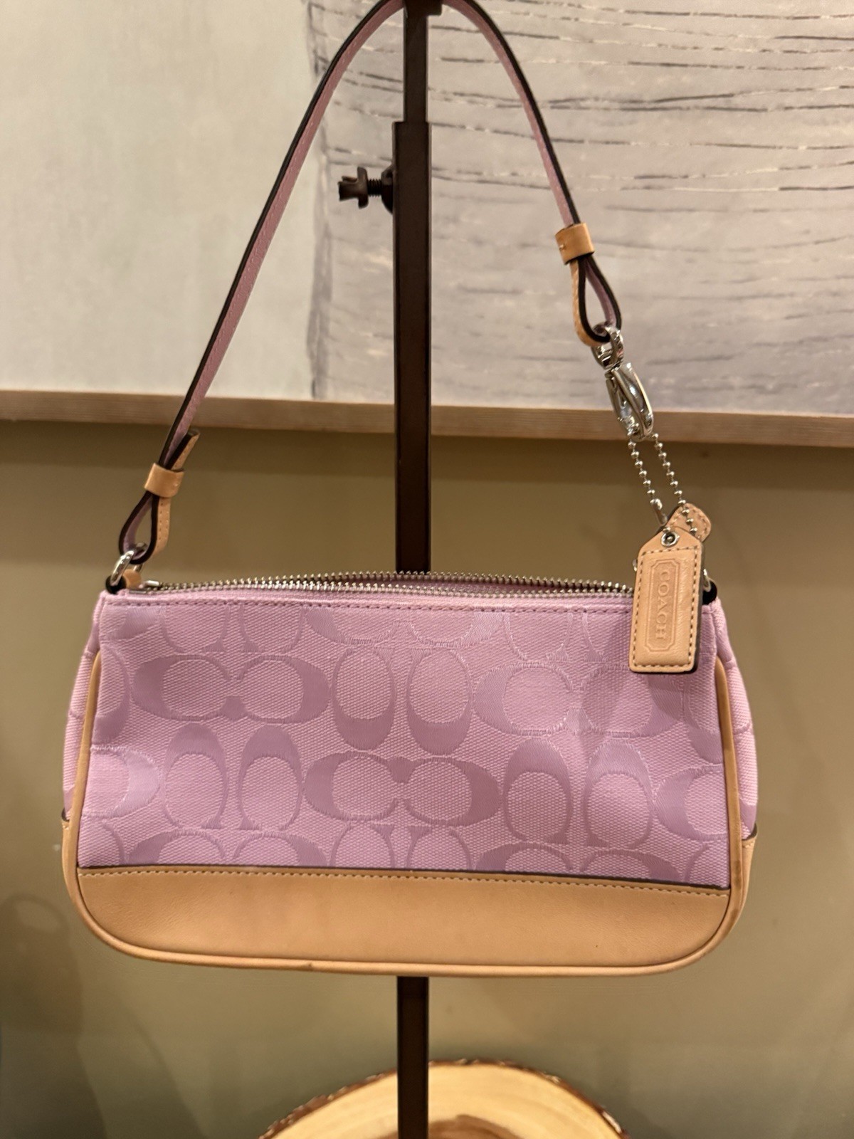 Coach Signature Mini Demi Bag Canvas Leather Bubblegum Pink 6094 Y2K Vintage