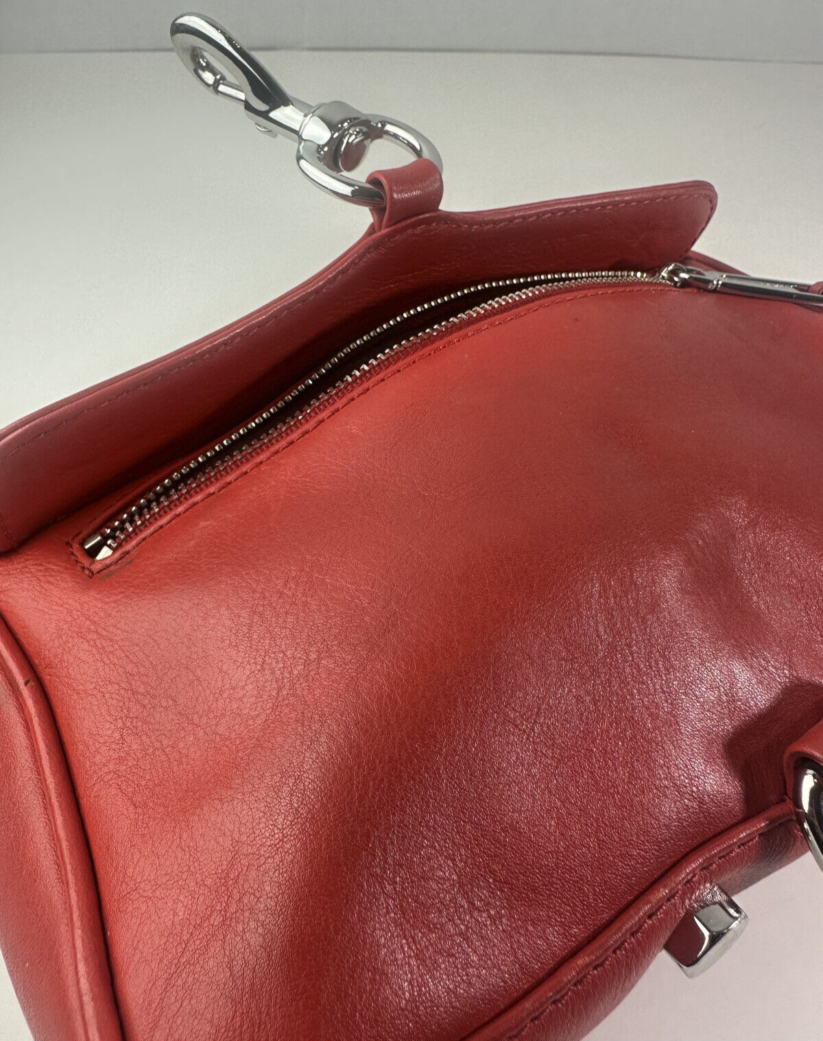 Rebecca Minkoff Mini Mac Crossbody Bag Red Leather Purse Chain Strap Studded