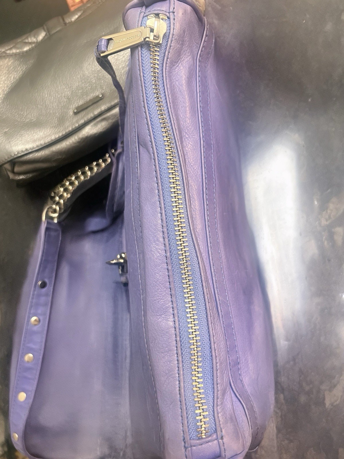 Rebecca Minkoff Purple Crossbody Bag Gold Hardware Zip Detachable Strap Lined