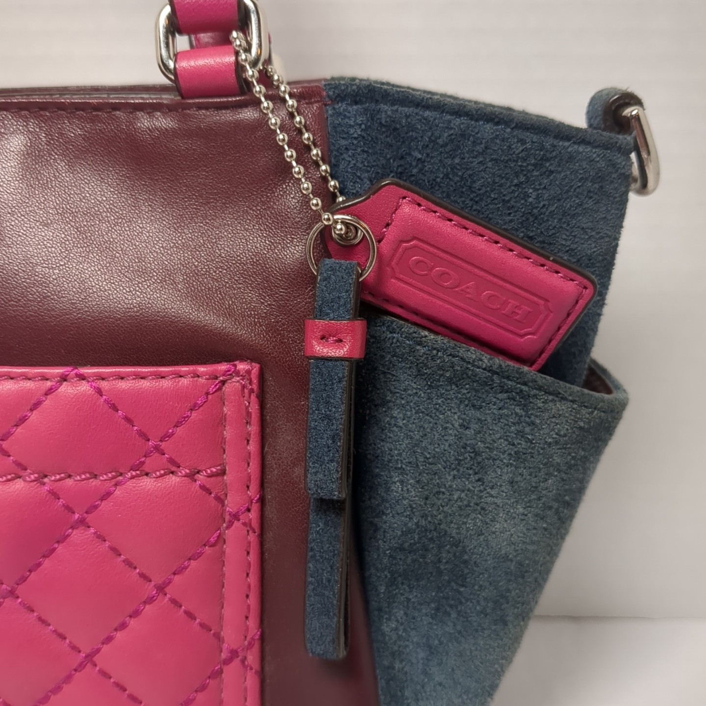 COACH PARK CARRIE QUILTED COLOR BLOCK SMALL HANDBAG TOTE F49865