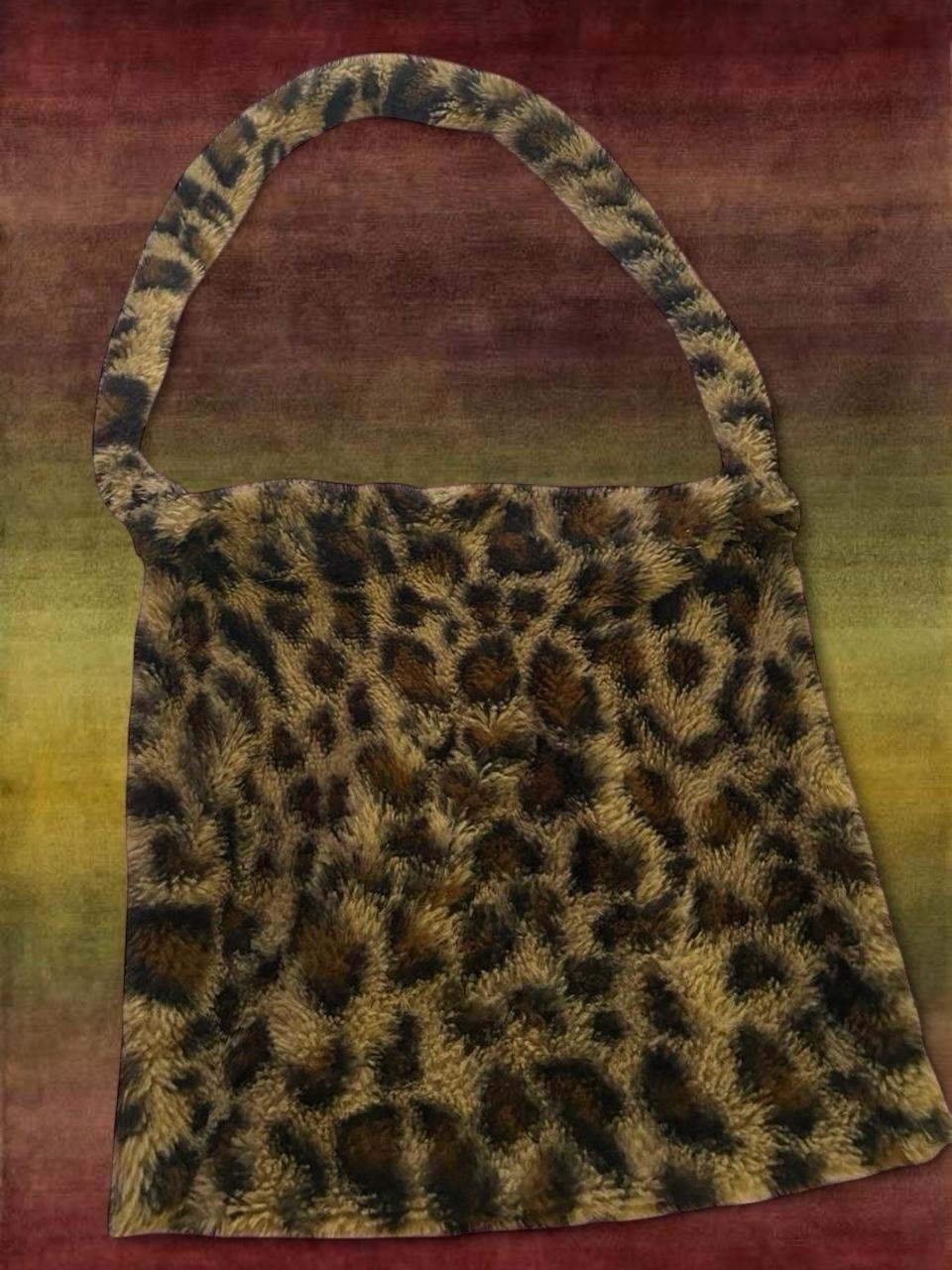 Women’s Leopard Animal Print Faux Fur Shoulder Bag, Shoulder Strap, Brown