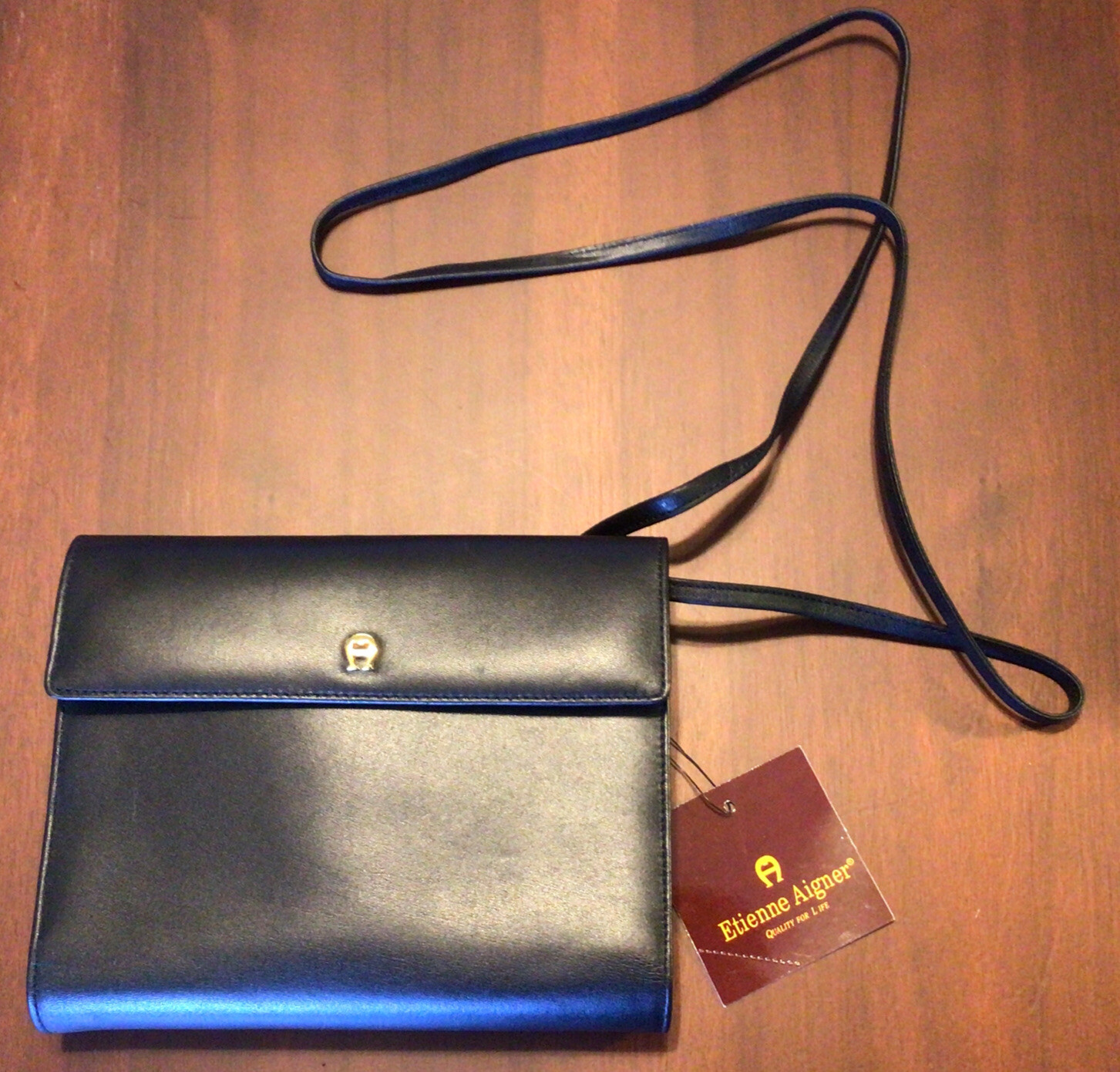 NWD Etienne Aigner Positano Black Leather Crossbody Purse Torn Lining See Photo