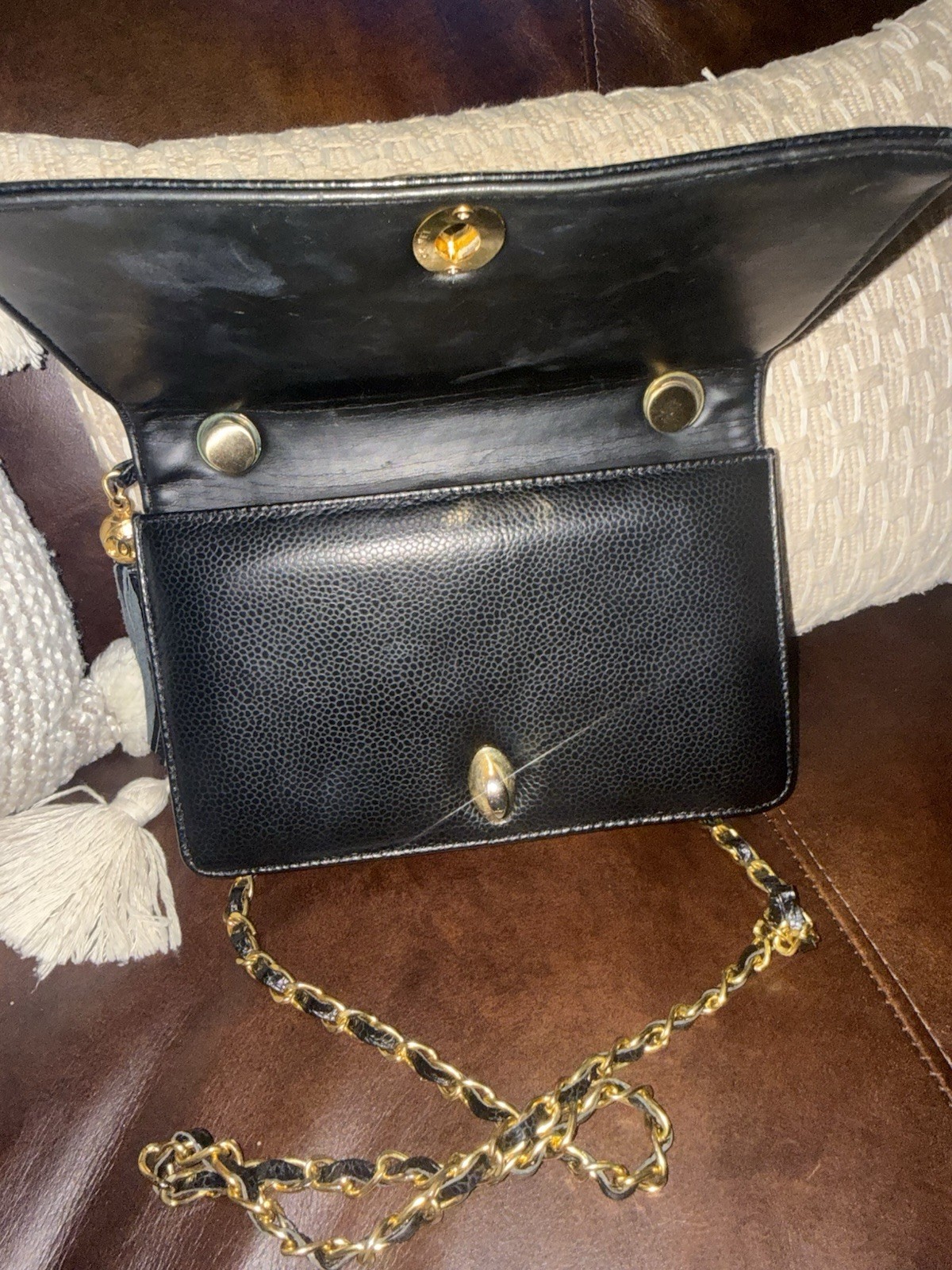 CHANEL Black Flap Shoulder Bag Chain Strap Gold Hardware CC Turn Lock