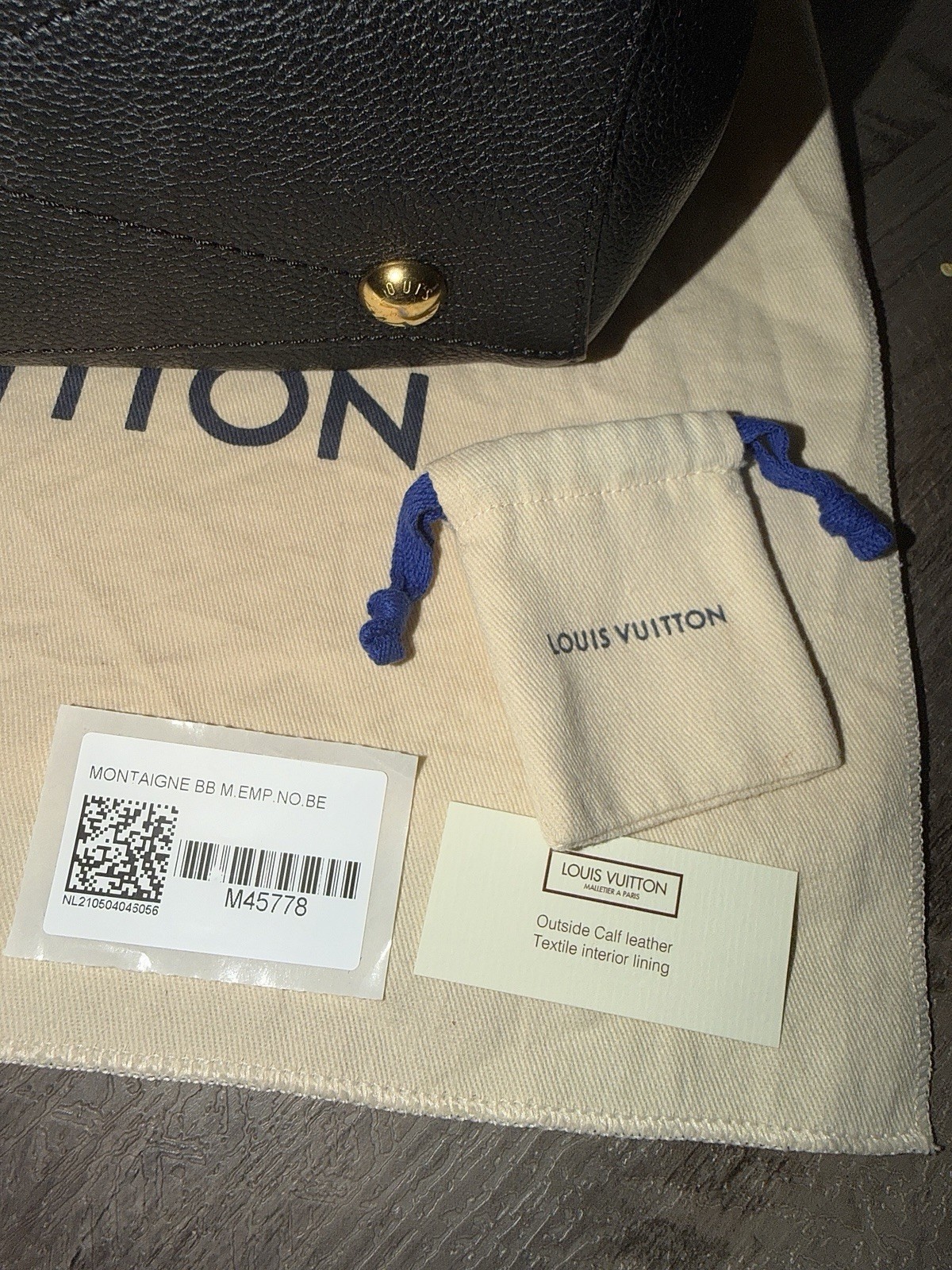 Louis Vuitton Montaigne BB M45778 Monogram Empreinte Black Beige with Dust Bag