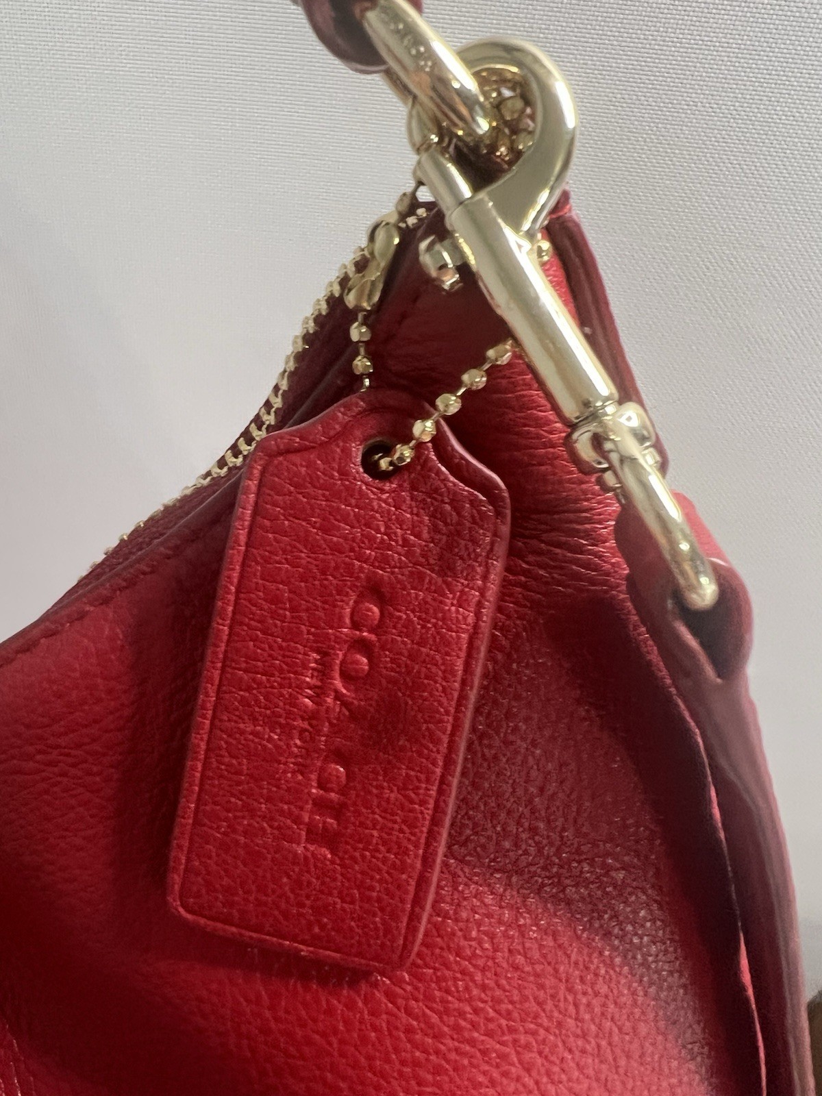 Coach F36628 East West Celeste Red Pebble Leather Convertible Crossbody Hobo Bag