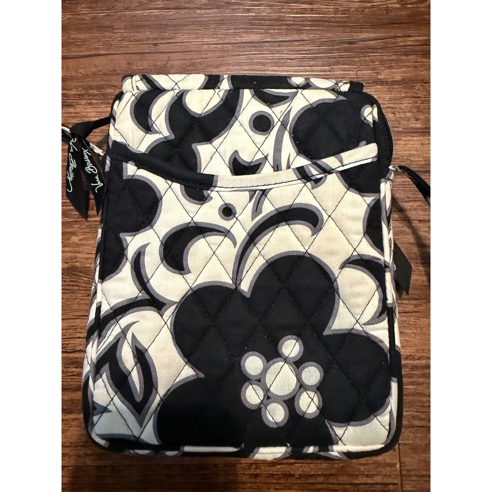 Vera Bradley Vintage Night and Day Quilted Crossbody Bag Black White 90s Print