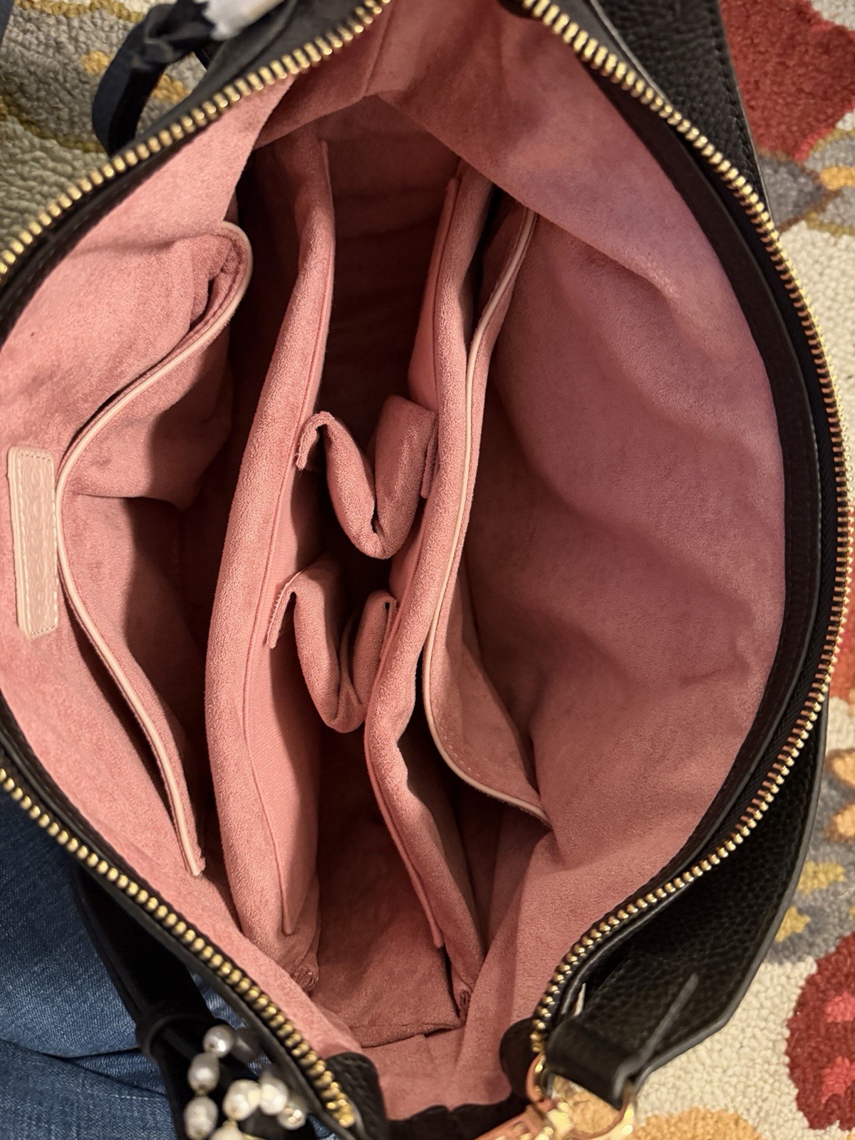 Purse Style Camera Bag Black Gold Zippers
