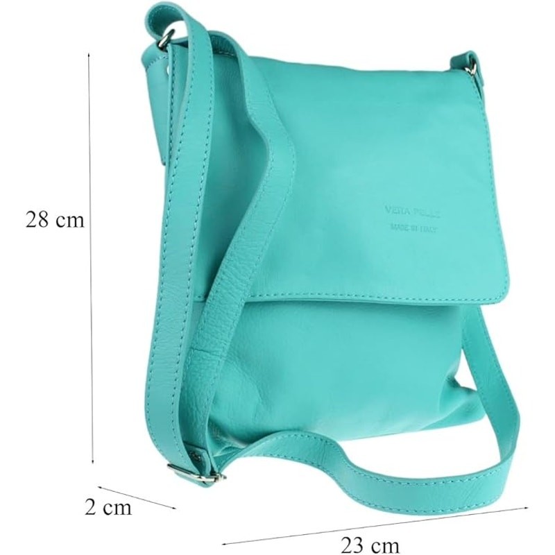 Beautiful Teal Green Soft Genuine Leather Crossbody Purse New Made in Italy
