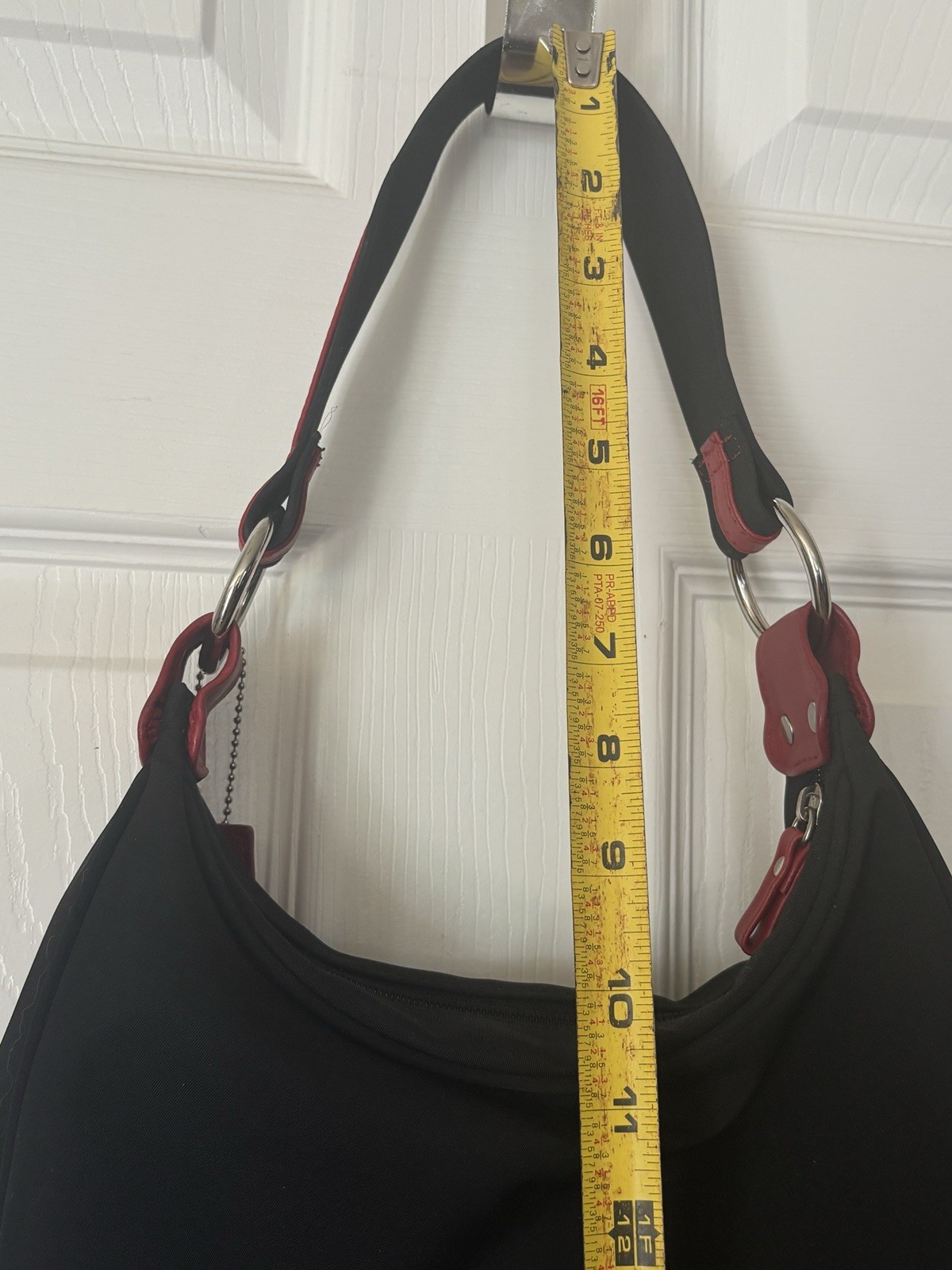 Casual Corner Black Purse With Red Trim Logo Charm Lined Shoulder Bag Retro Chic