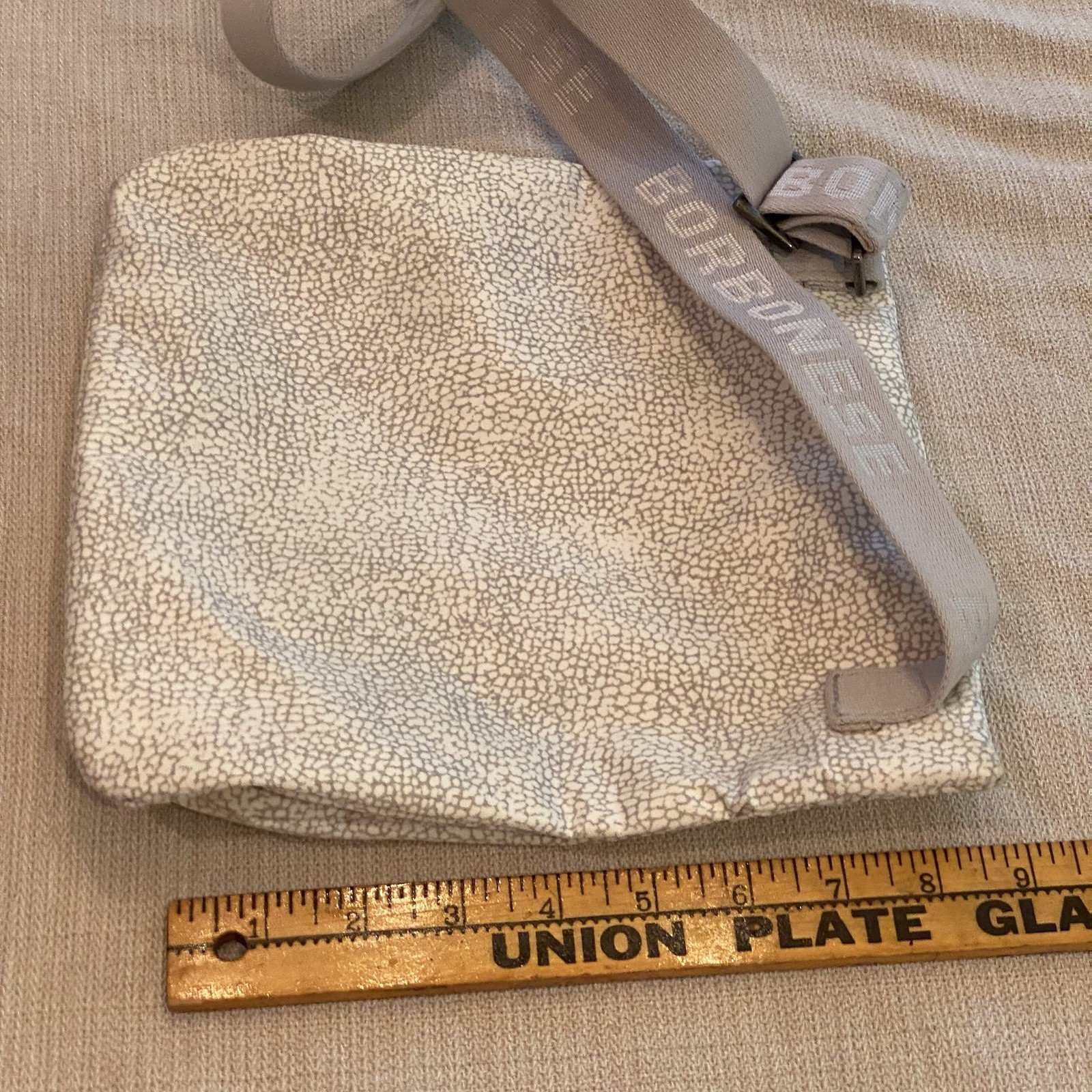 Borbonese Beige Ivory Nylon Crossbody Bag Made In Italy
