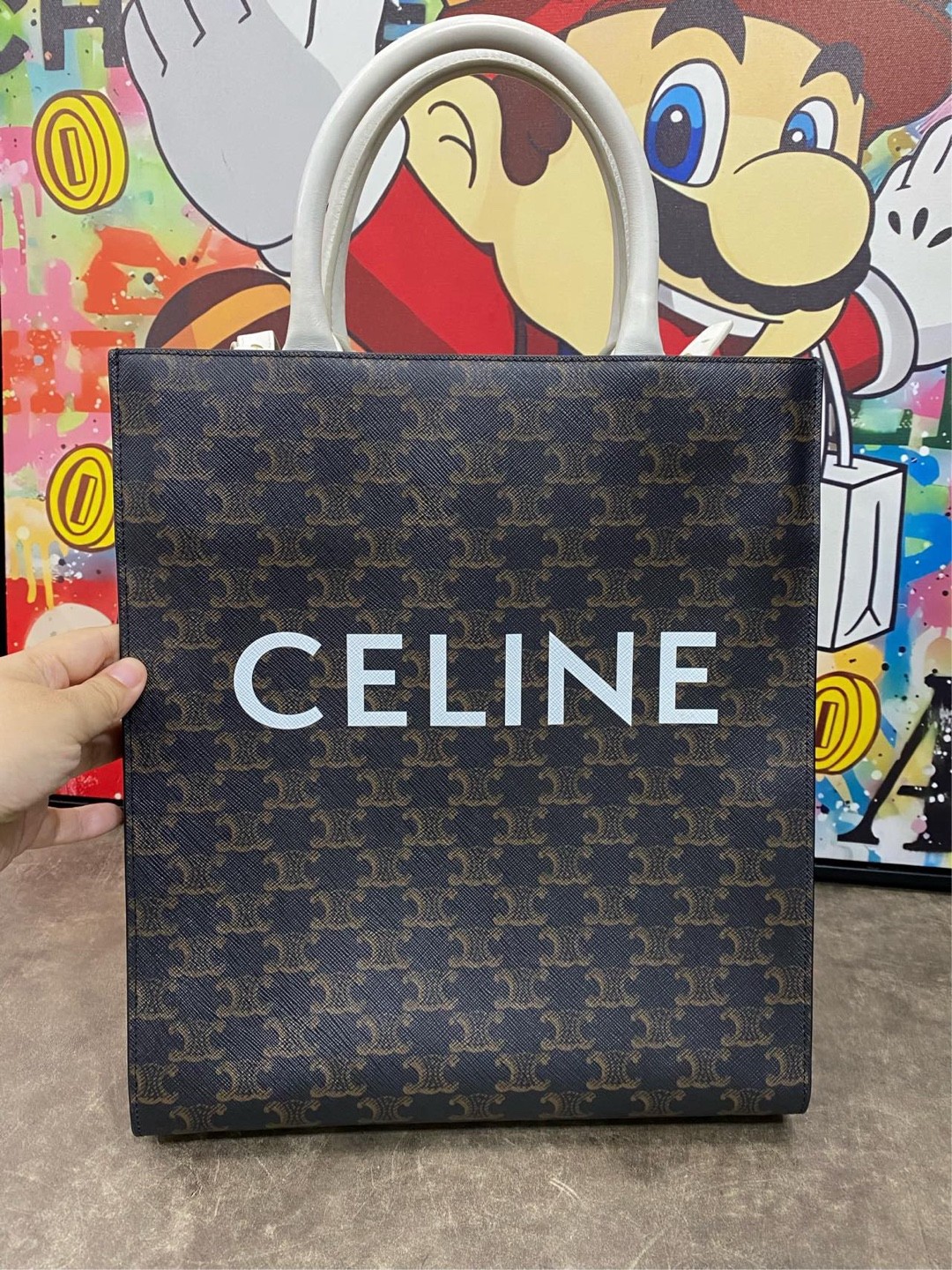 Celine Pre-Owned Authentic Satchel Monogram 17*20 Free Tracked Shipping