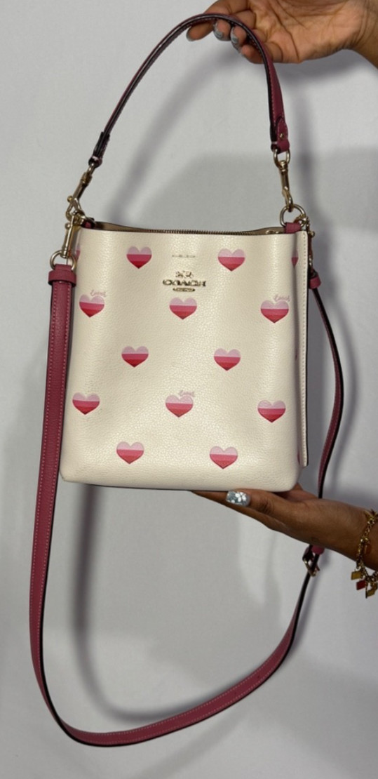 Coach Mollie Bucket Bag 22 In Signature Canvas With Heart Print