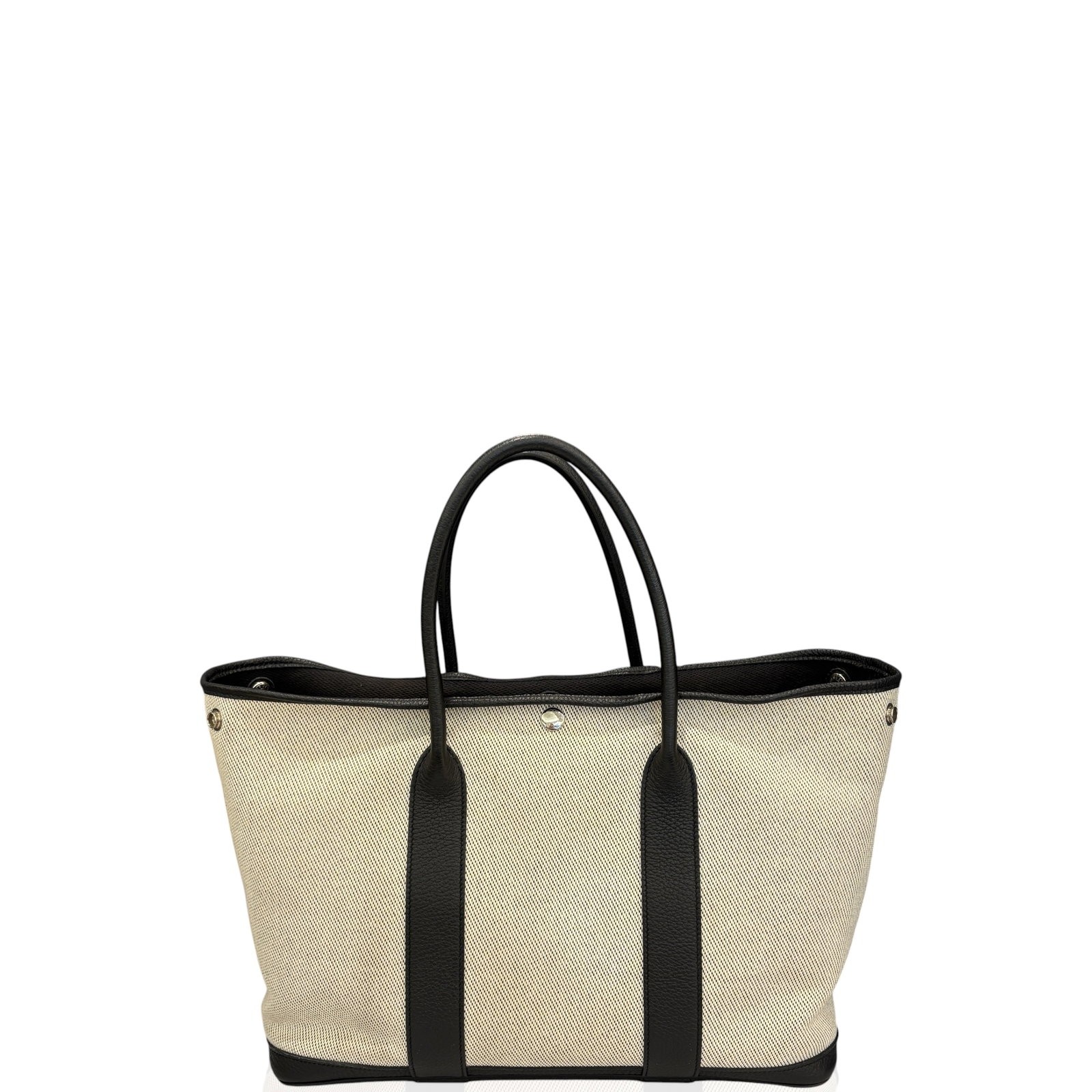 Hermes Garden Party 36 12 Blanc Casse 89 Noir Negonda Toile (ko050126a0)