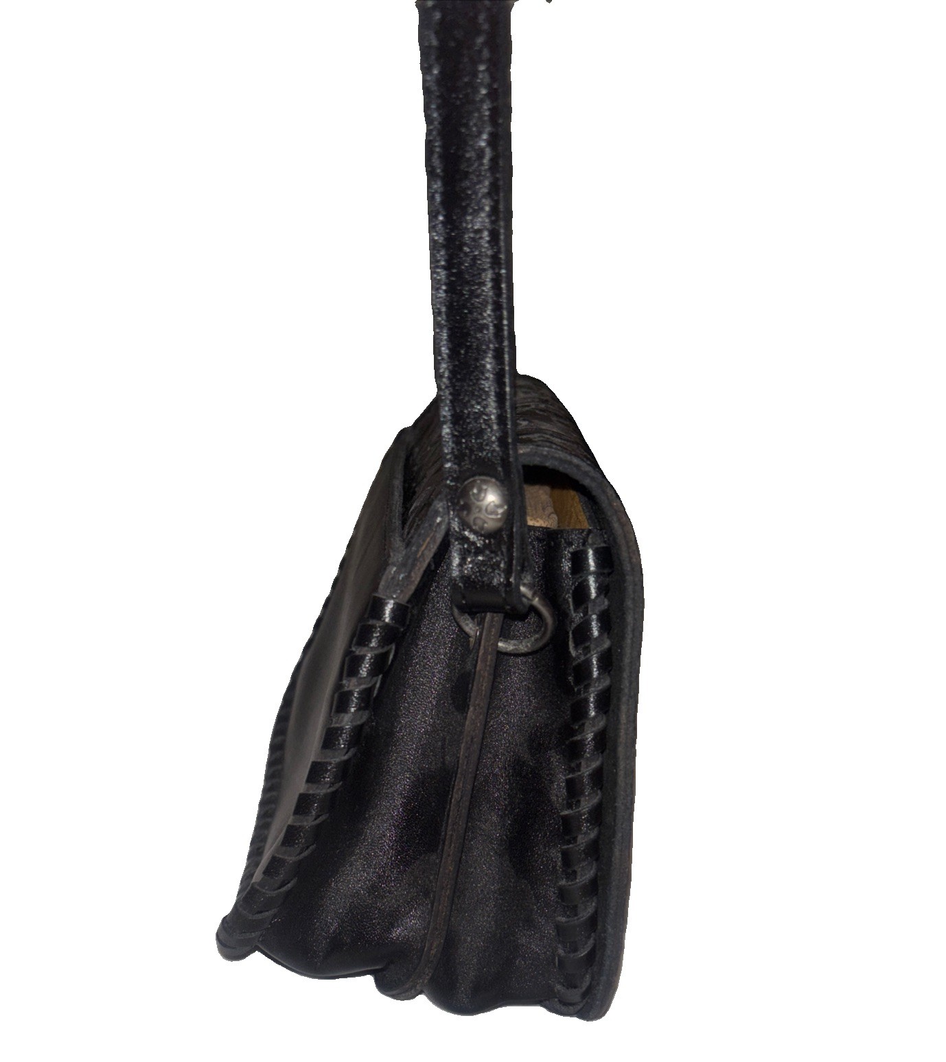 PATRICIA NASH Black Leather Tooled Saddle Crossbody