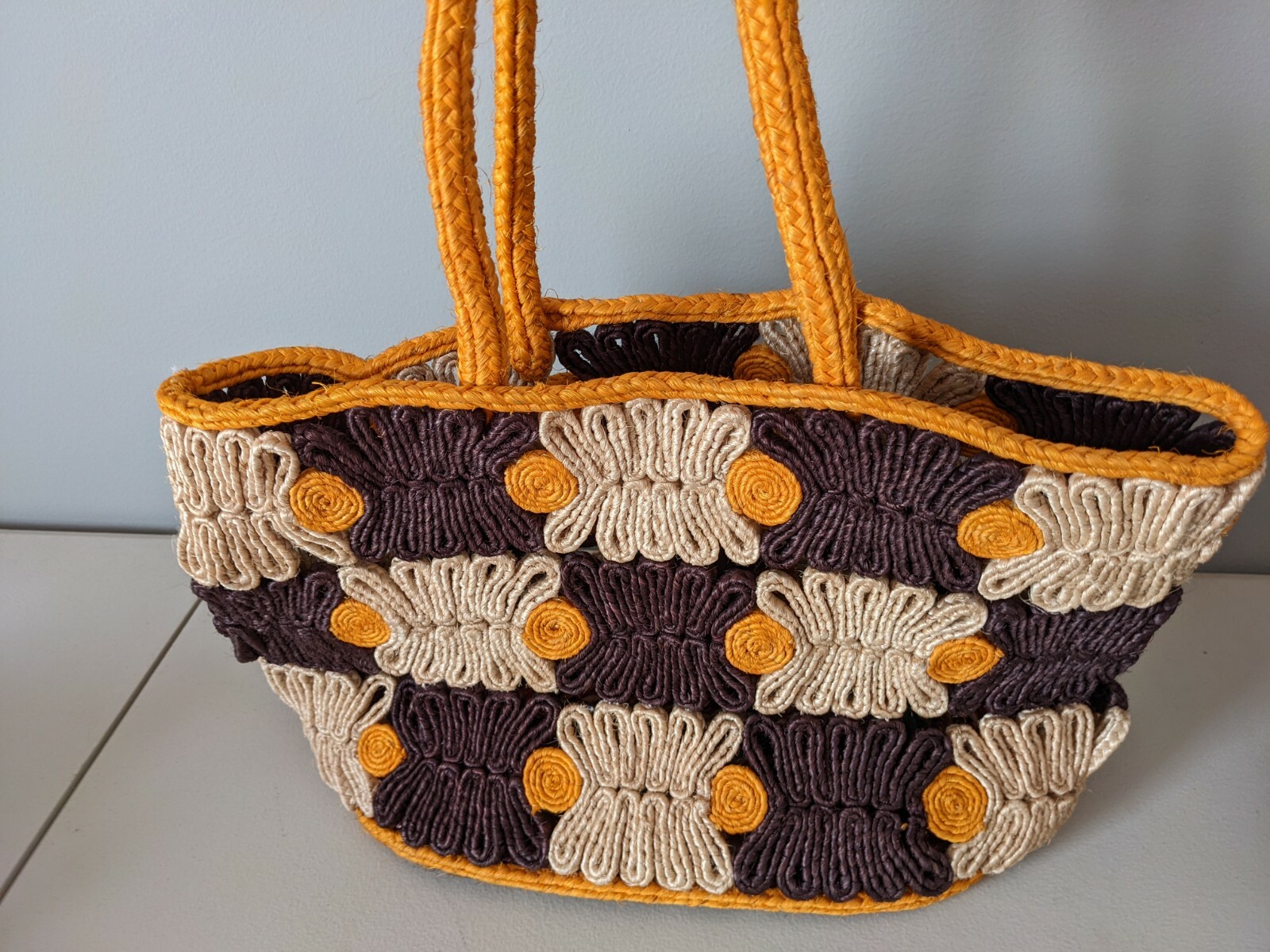 Jute Style Handbag/ Purse. 17 Inches Wide By 10 Inches Tall