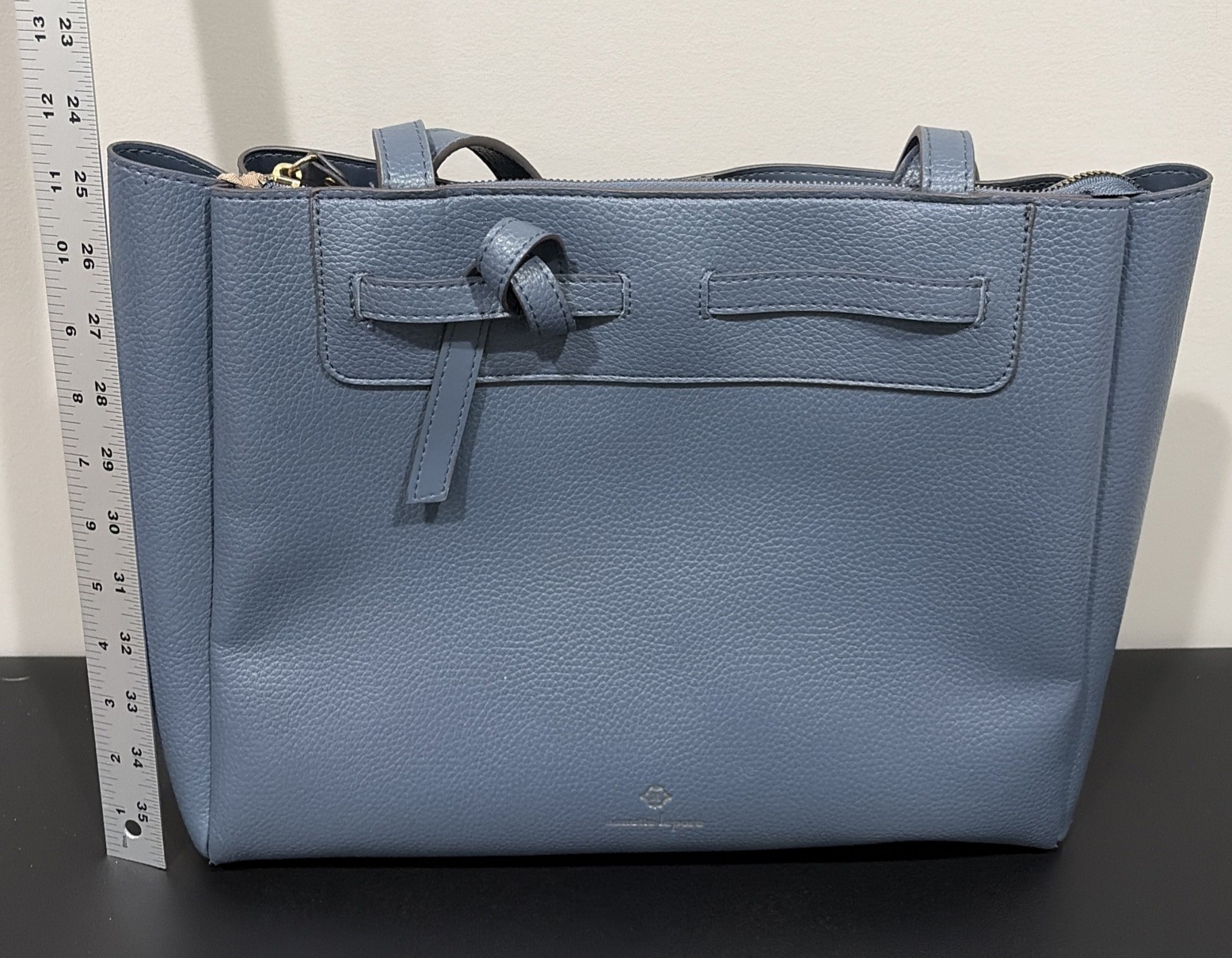 Nanette Lepore Arriss Tote Shoulder Bag Steel Blue Faux Leather Purse