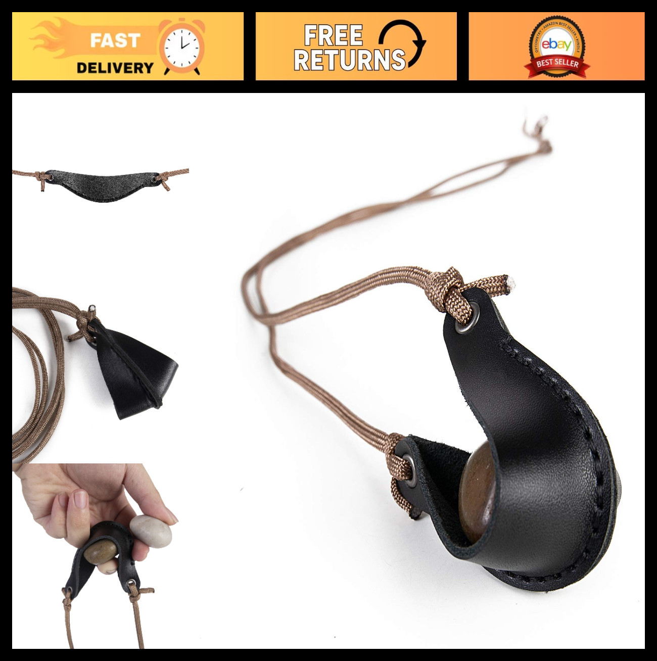 Handmade Leather Pouch Sling Shot – Vintage Style Outdoor Hunting Accessory