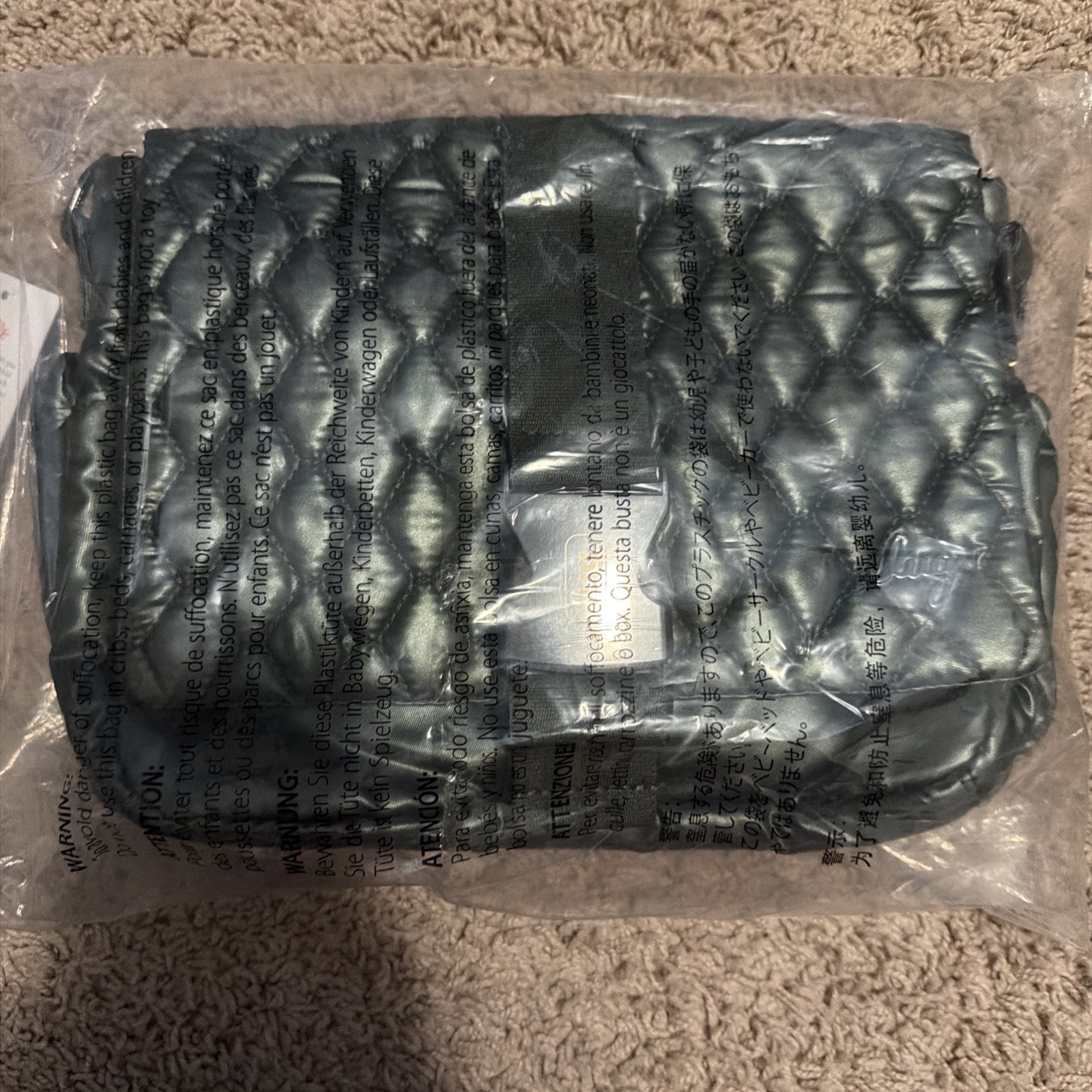 Lug Harness Crossbody Quilted Bag Metallic Olive