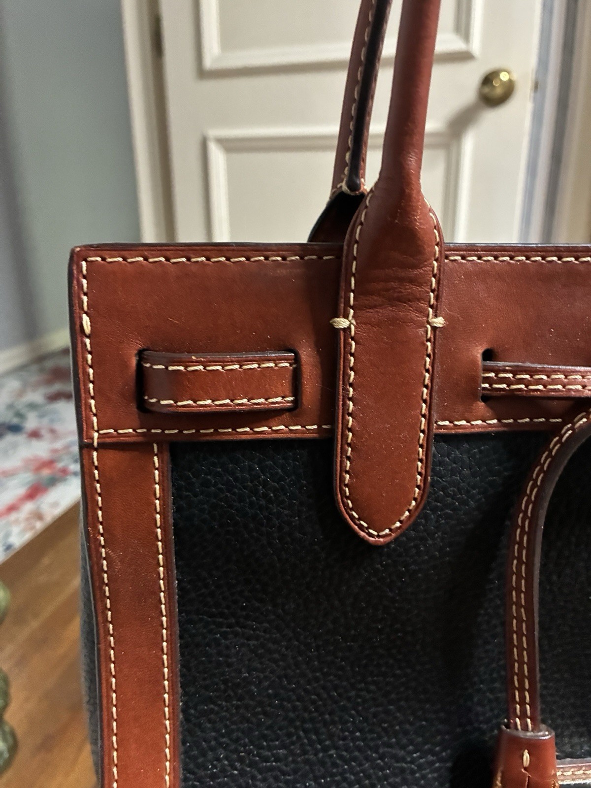 Dooney & Bourke Ariel Satchel – Black with Brown trim