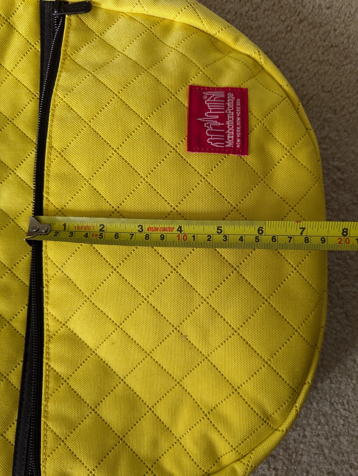 NWOT Manhattan Portage Red Label Quilted Nolita Yellow Black Shoulder Bag Zip