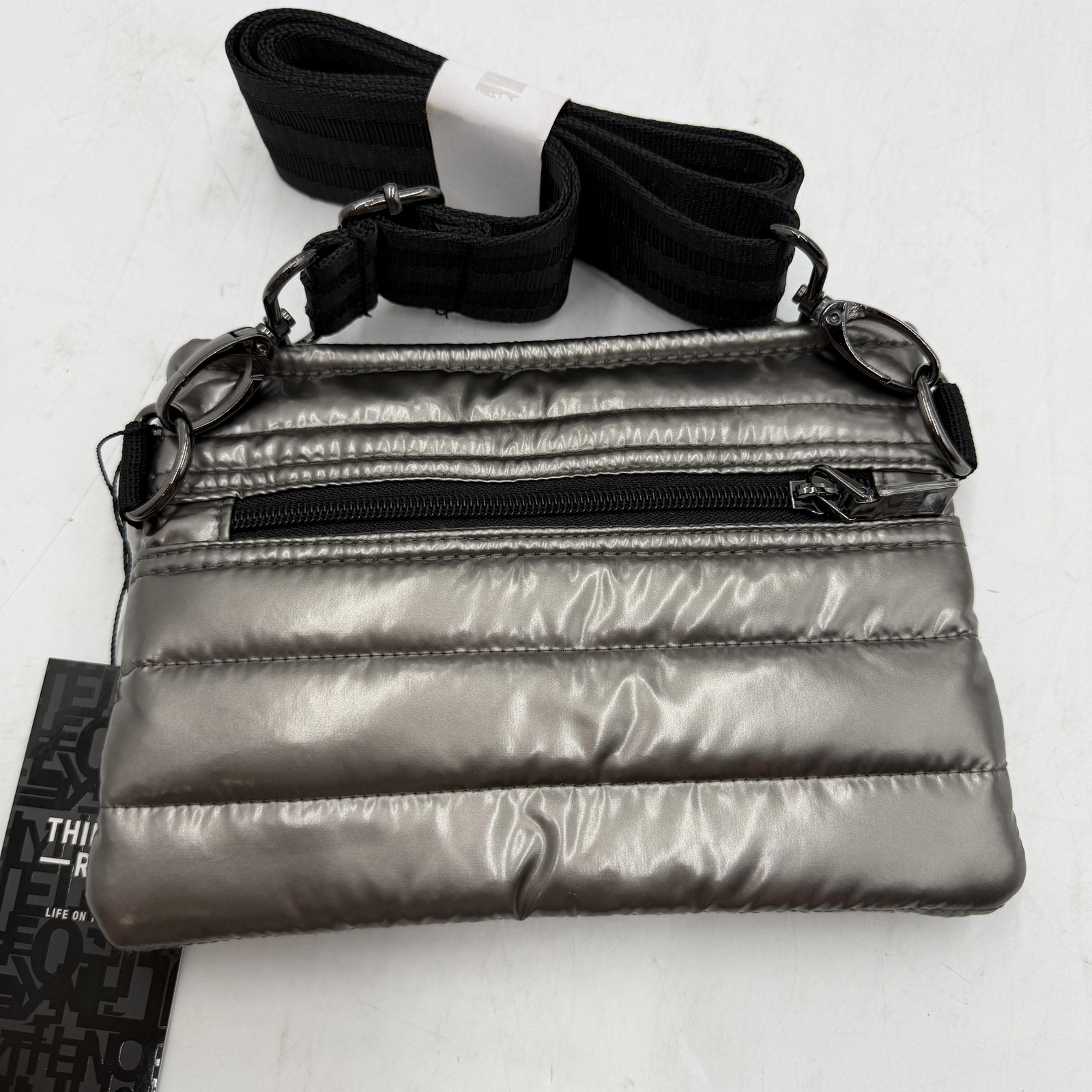 Think Royln Volterra Original Bum Bag Crossbody Womens Small Steel Gray Quilted