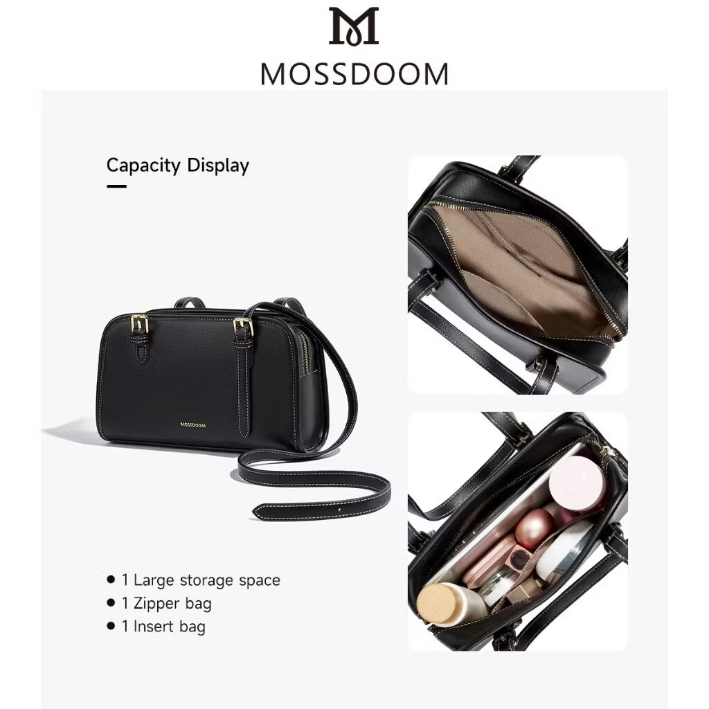 MOSSDOOM Shoulder Bag Simple Bag Women Compact Stylish High Capacity Black