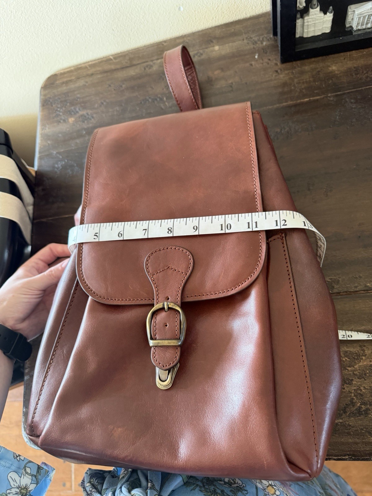 Scuola del Cuoio Brown Leather Drawstring Backpack w/ Original Dust Bag