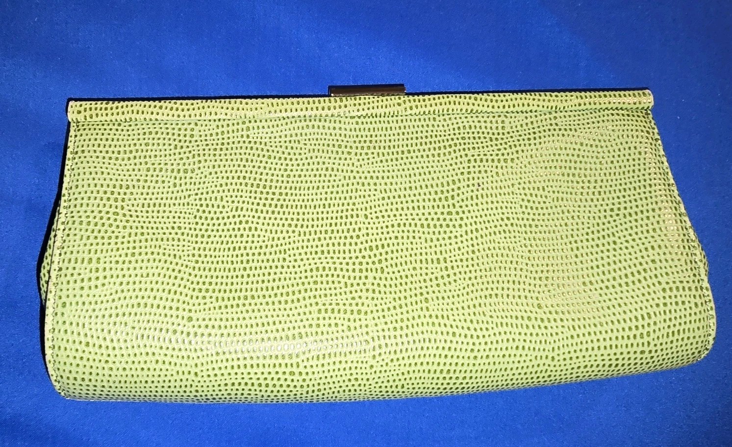 Vintage Banana Republic Celery Green Leather Clutch Y2K Silver Hardware