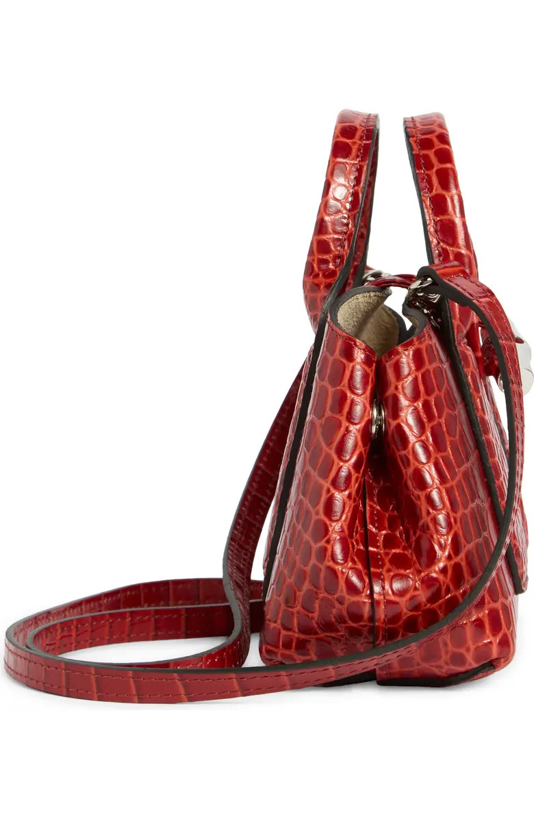 Longchamp Le Roseau Croc Embossed Leather XS Top Handle Crossbody Bag ~NWT~