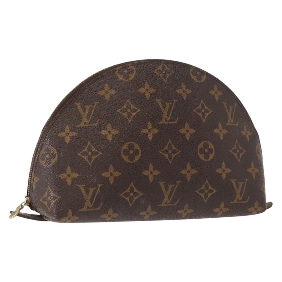LOUIS VUITTON Monogram Trousse Demi Ronde Cosmetic Pouch M47520 LV Auth ka960
