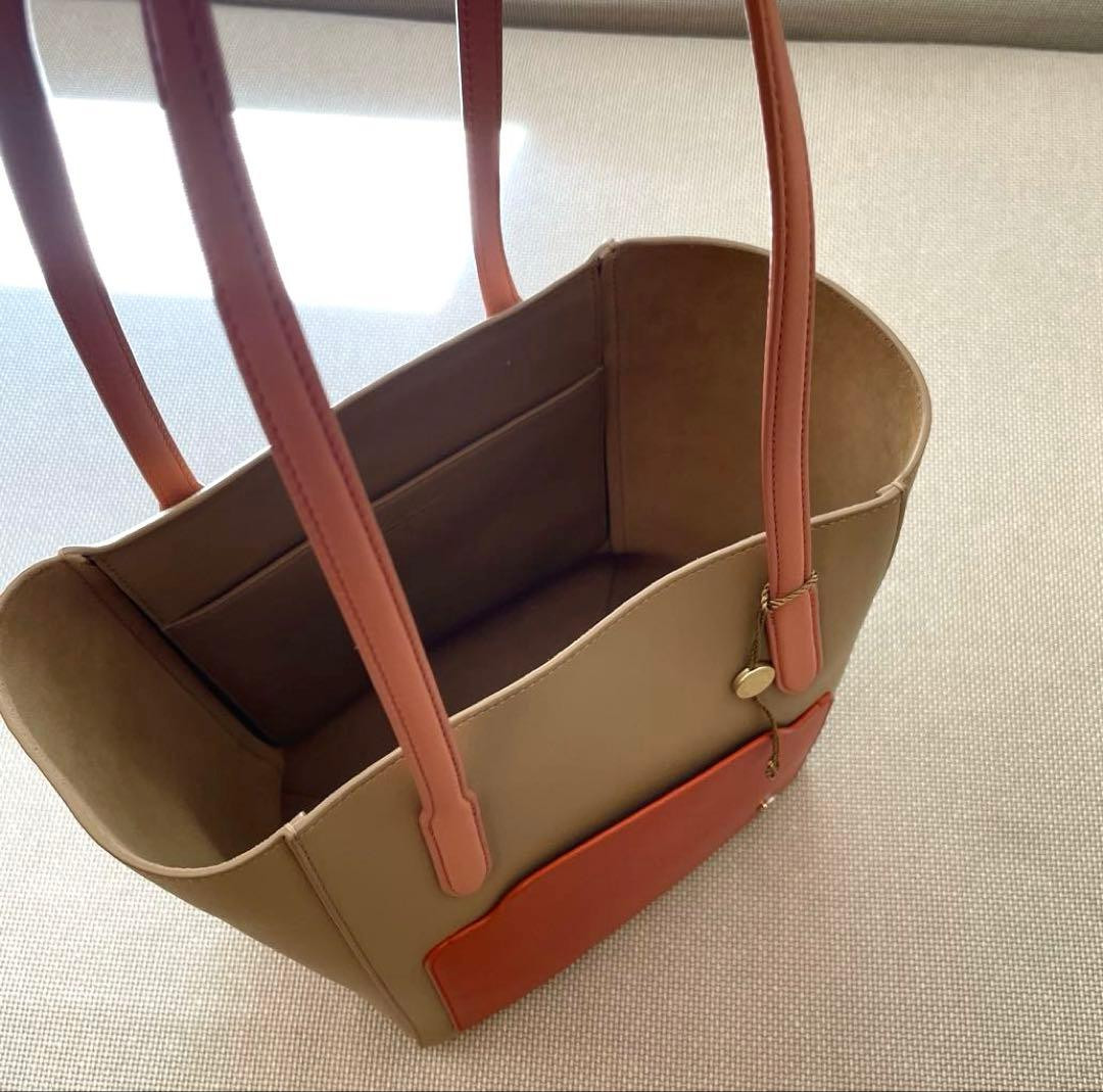 Loro Piana Sesia Tote Small Smooth Calfskin Beige Orange Colorblock Italy