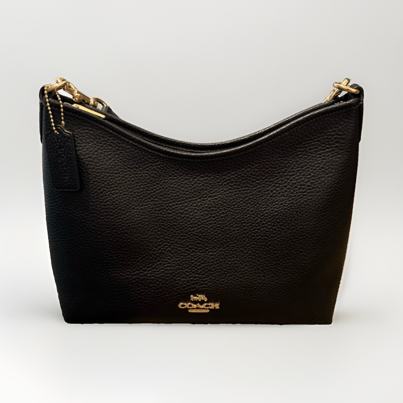 Coach Laurel Women’s Black Pebbled Shoulder Bag Gold Hardware