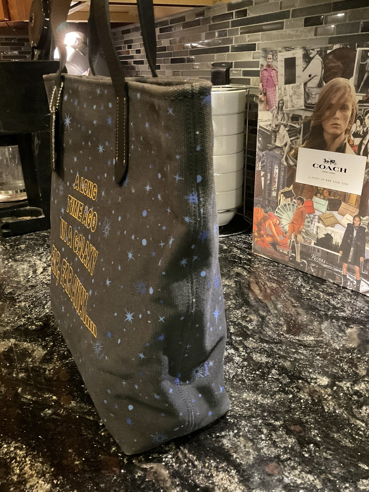Coach X Star Wars Galaxy Starry Scroll Canvas Tote Bag 88038