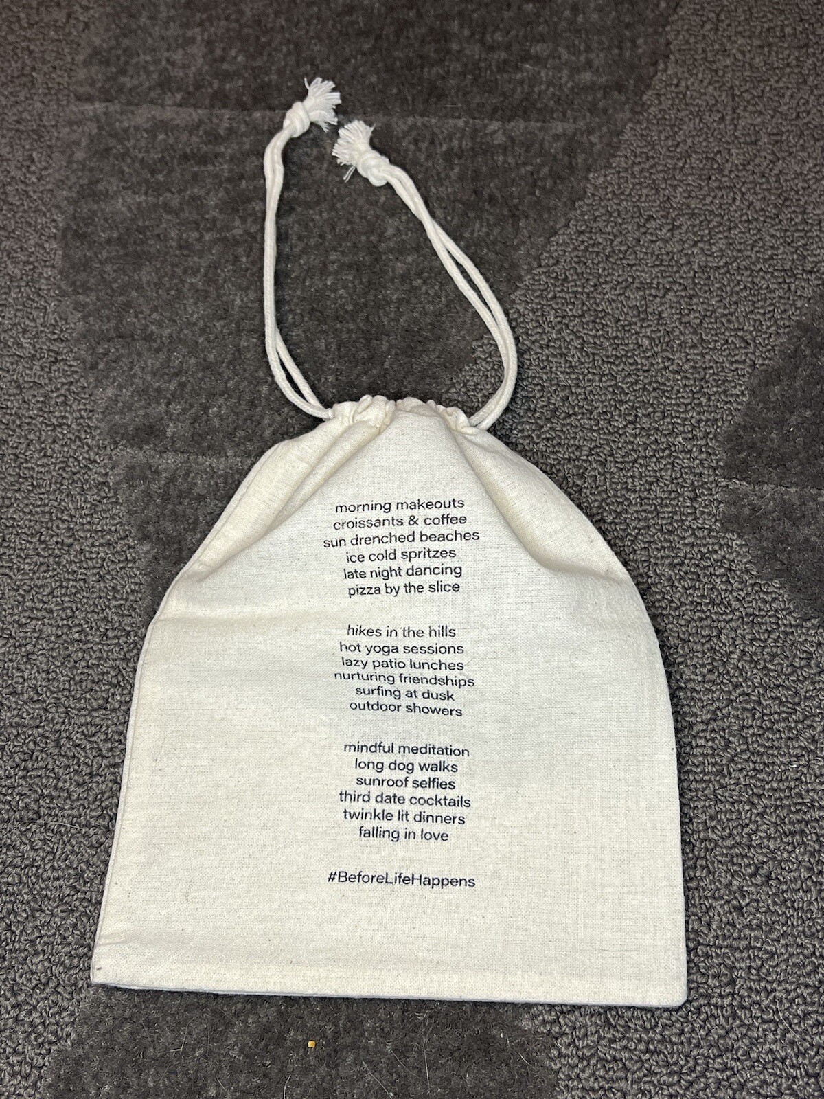 Before Poem Drawstring Pouch Off-White Recycled Fabric Natural Poetry Minimalist