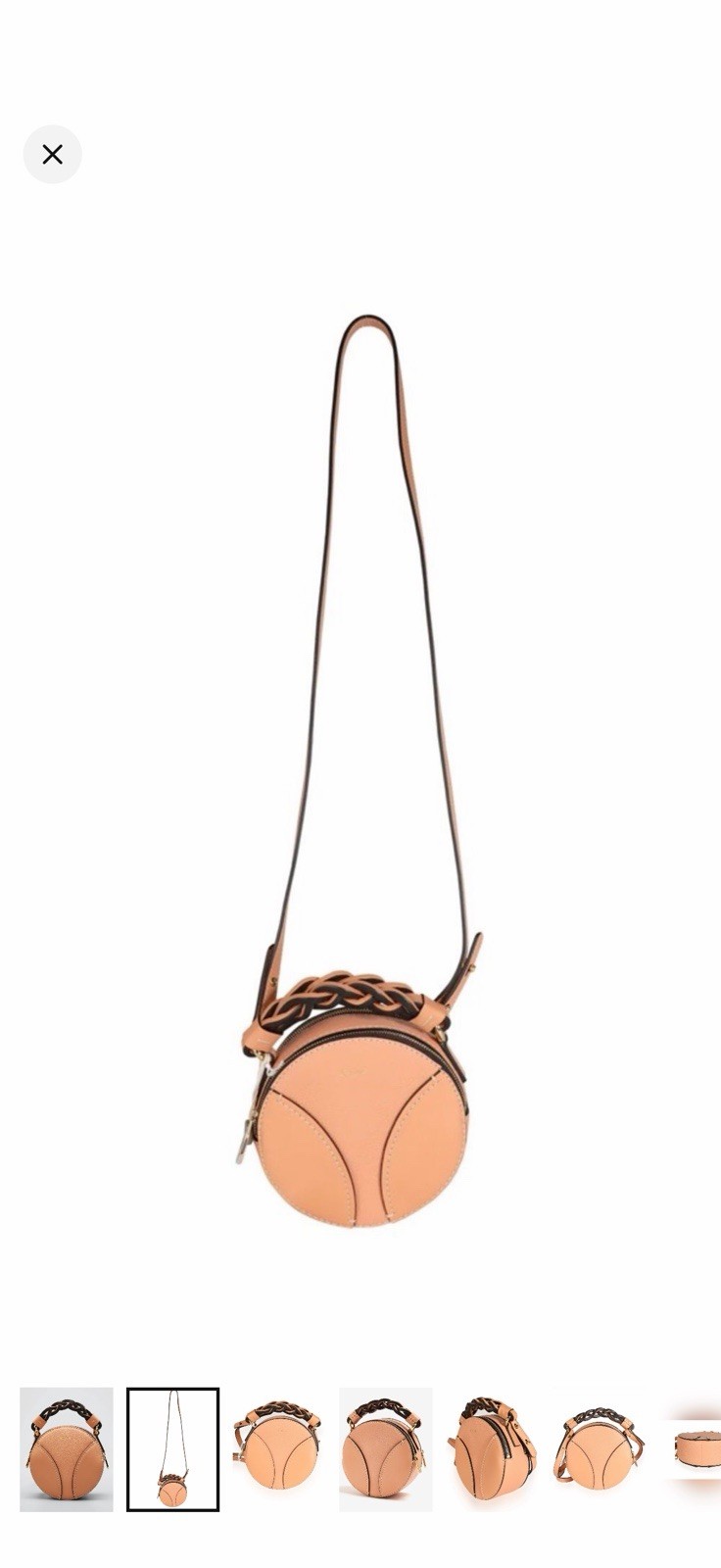 Chloé Light Brown Bloom Grained Calfskin Mini Round Daria Crossbody Bag