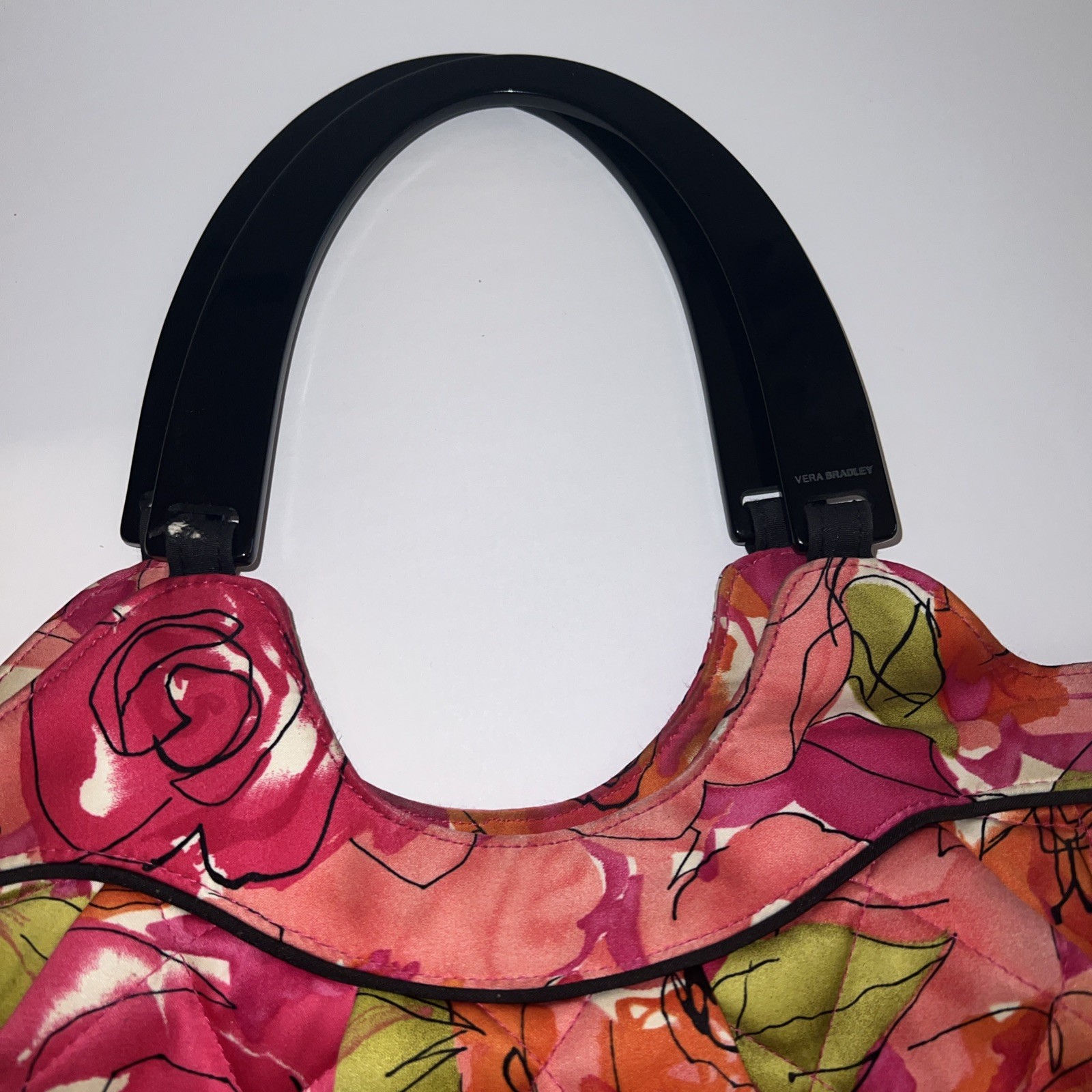 Vera Bradley Millie Purse Rose Pattern Sateen Lucite Handles Spring Summer Flora
