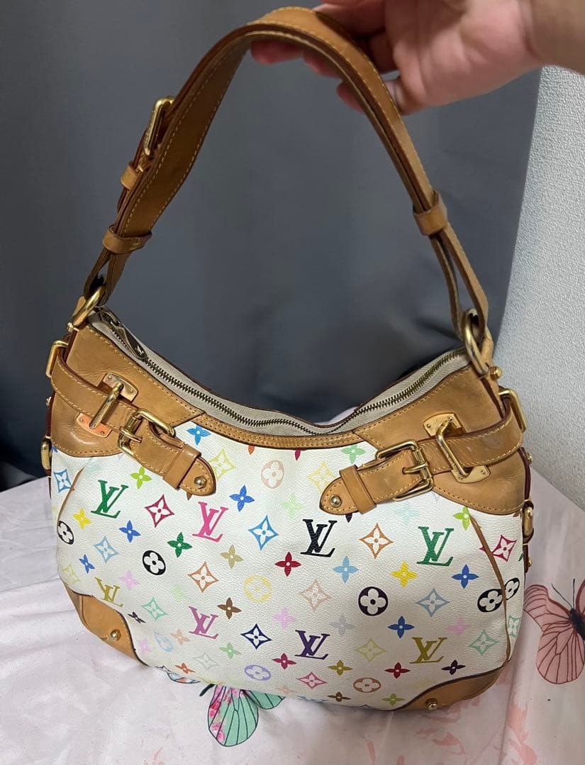 LOUIS VUITTON Greta Monogram Multicolore White Shoulder Bag good condition used